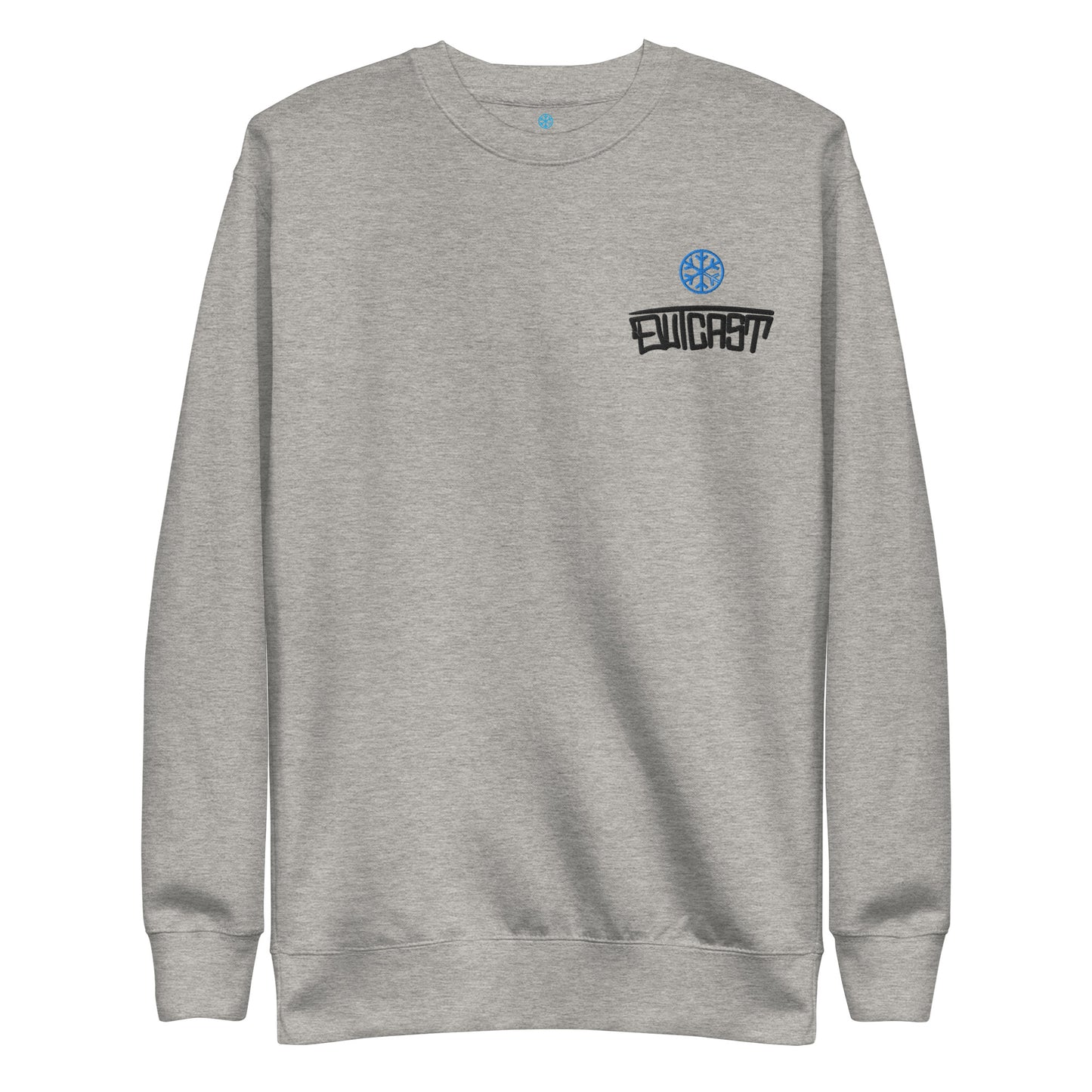 Gray-Outcast Graffiti Tag Sweatshirt from B.Different Clothing, front view, graffiti-inspired streetwear