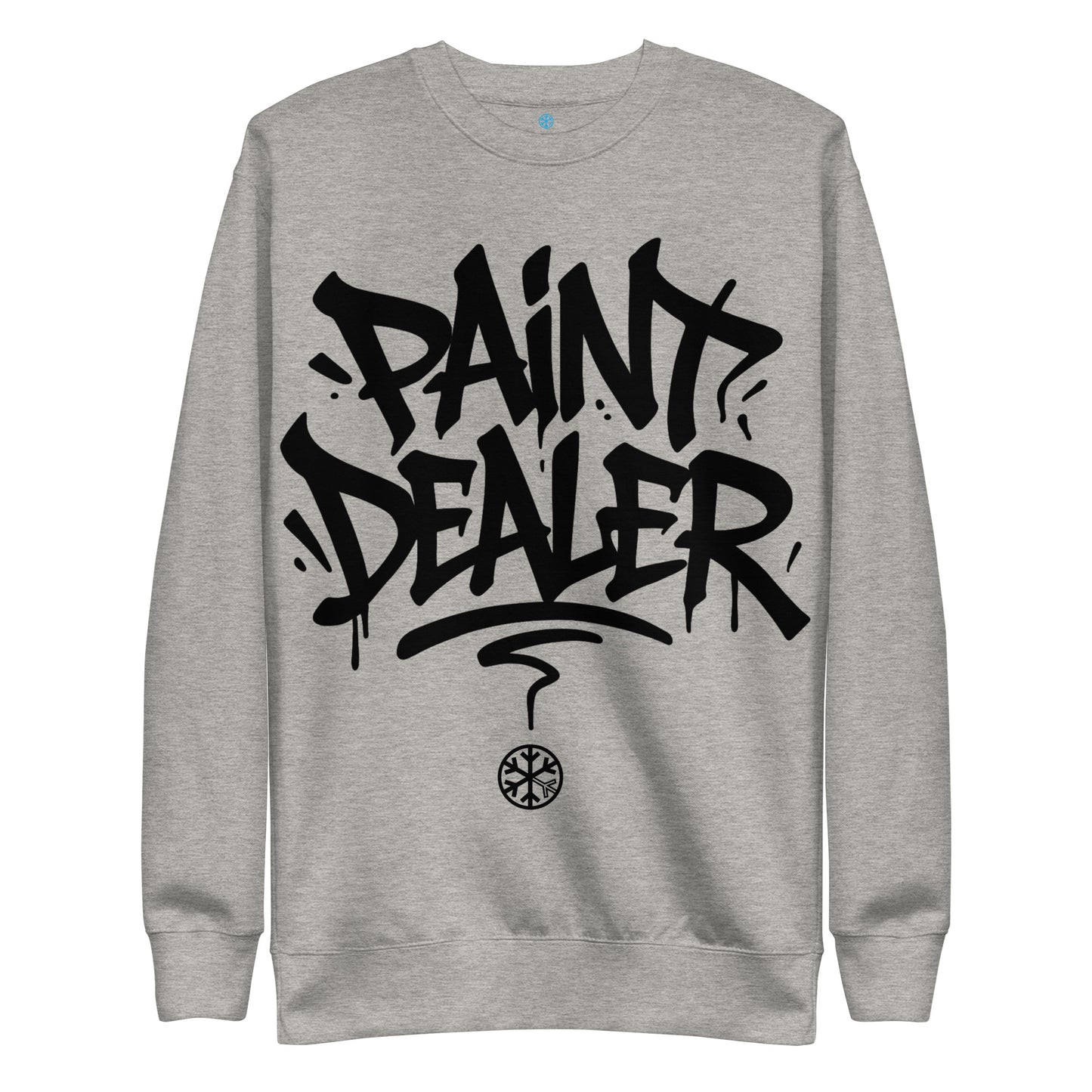 Gray-Paint Dealer Graffiti Tag Sweatshirt from B.Different Clothing, front view, graffiti-inspired streetwear
