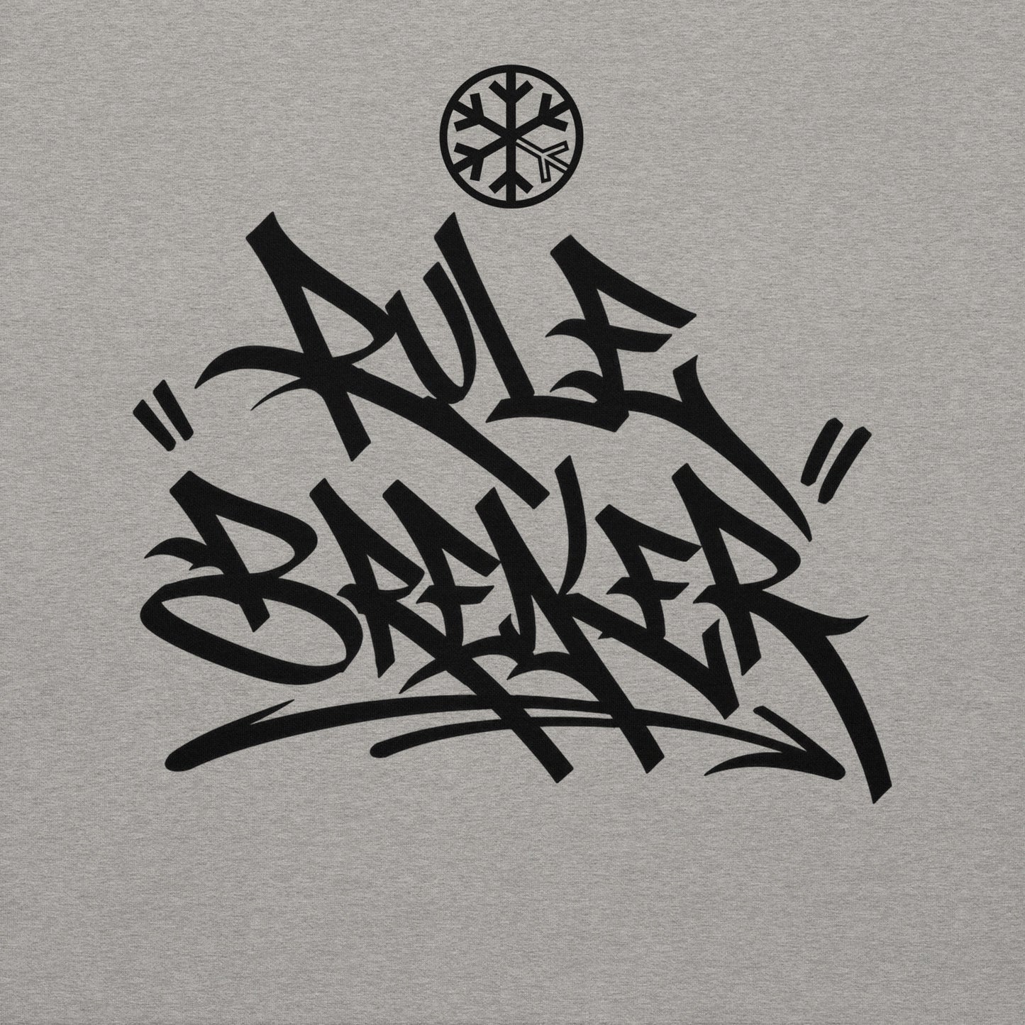 Carbon Grey-Rule Breaker Graffiti Tag Sweatshirt from B.Different Clothing, front graphic, graffiti-inspired streetwear