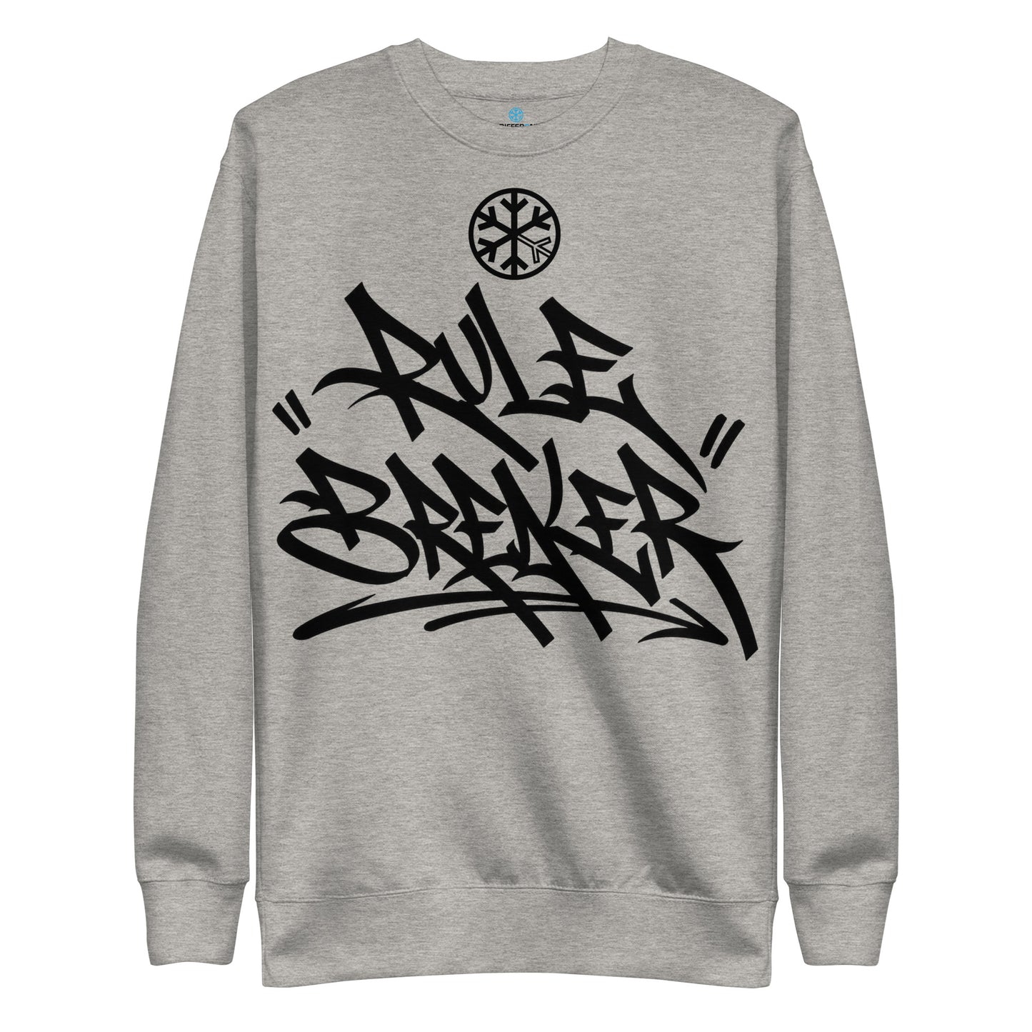 Carbon Grey-Rule Breaker Graffiti Tag Sweatshirt from B.Different Clothing, front view, graffiti-inspired streetwear