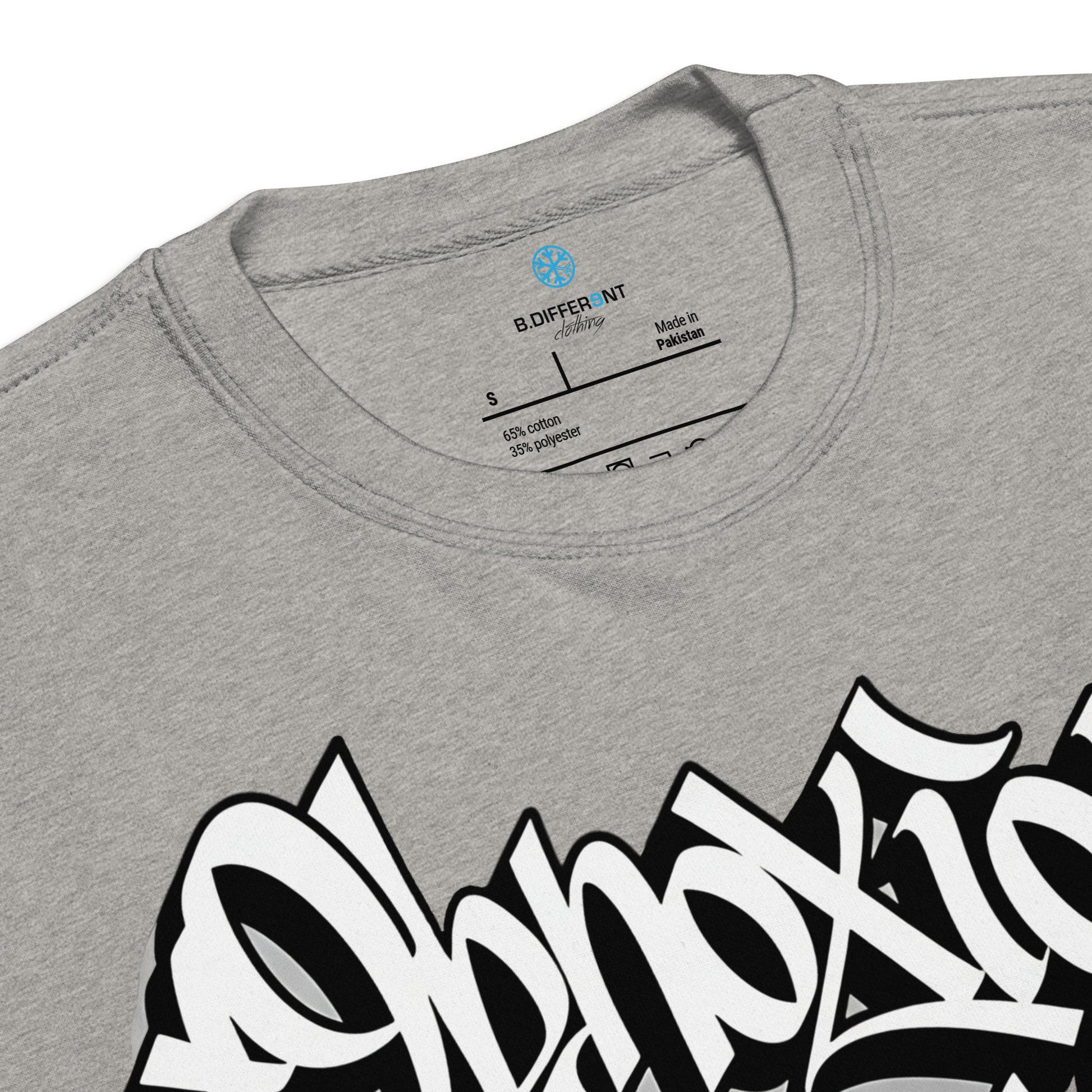 Gray-Obnoxious Freak Graffiti Sweatshirt from B.Different Clothing, collar, graffiti-inspired streetwear