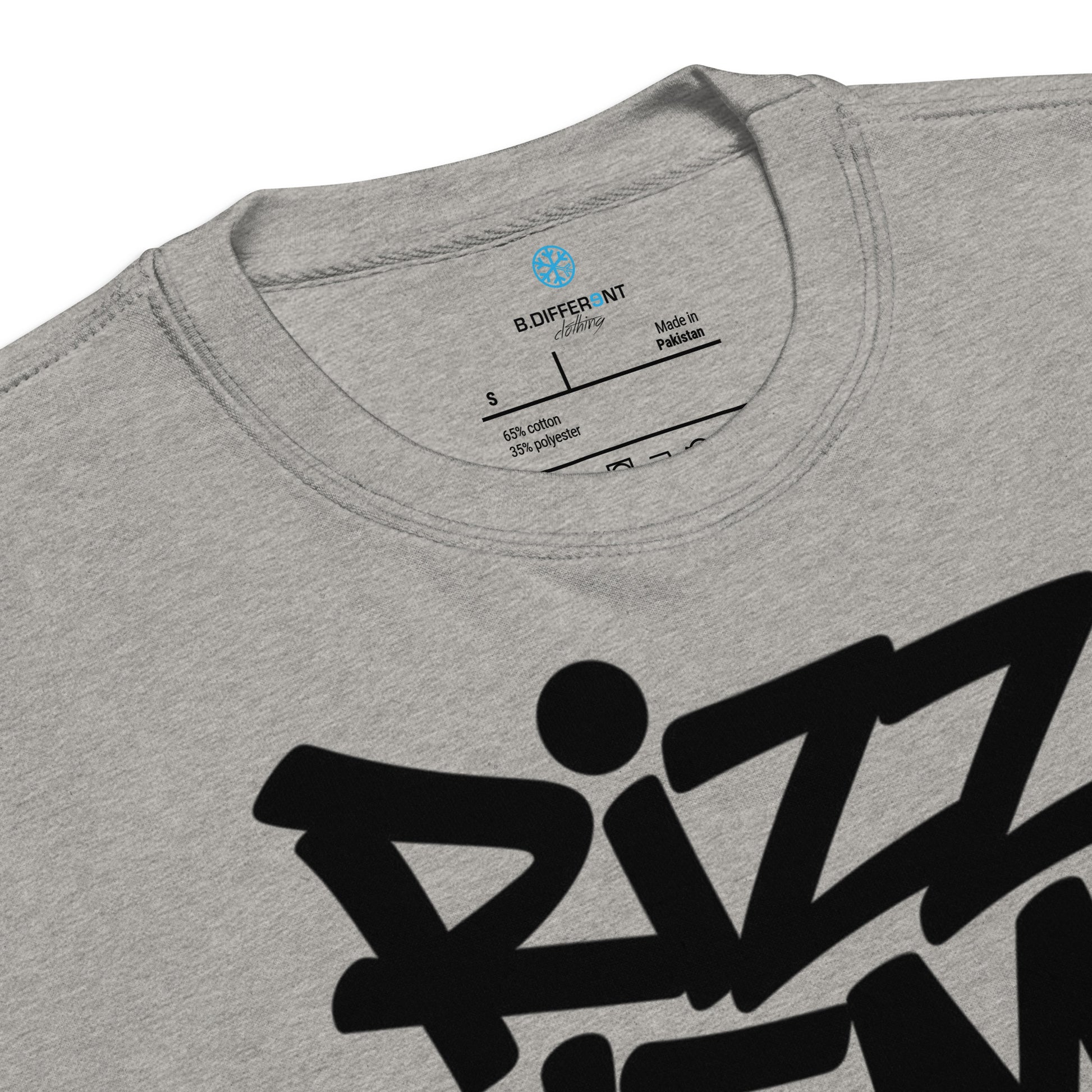 Gray-Rizz 'Em With The 'Tism Graffiti Sweatshirt from B.Different Clothing, collar, graffiti-inspired streetwear