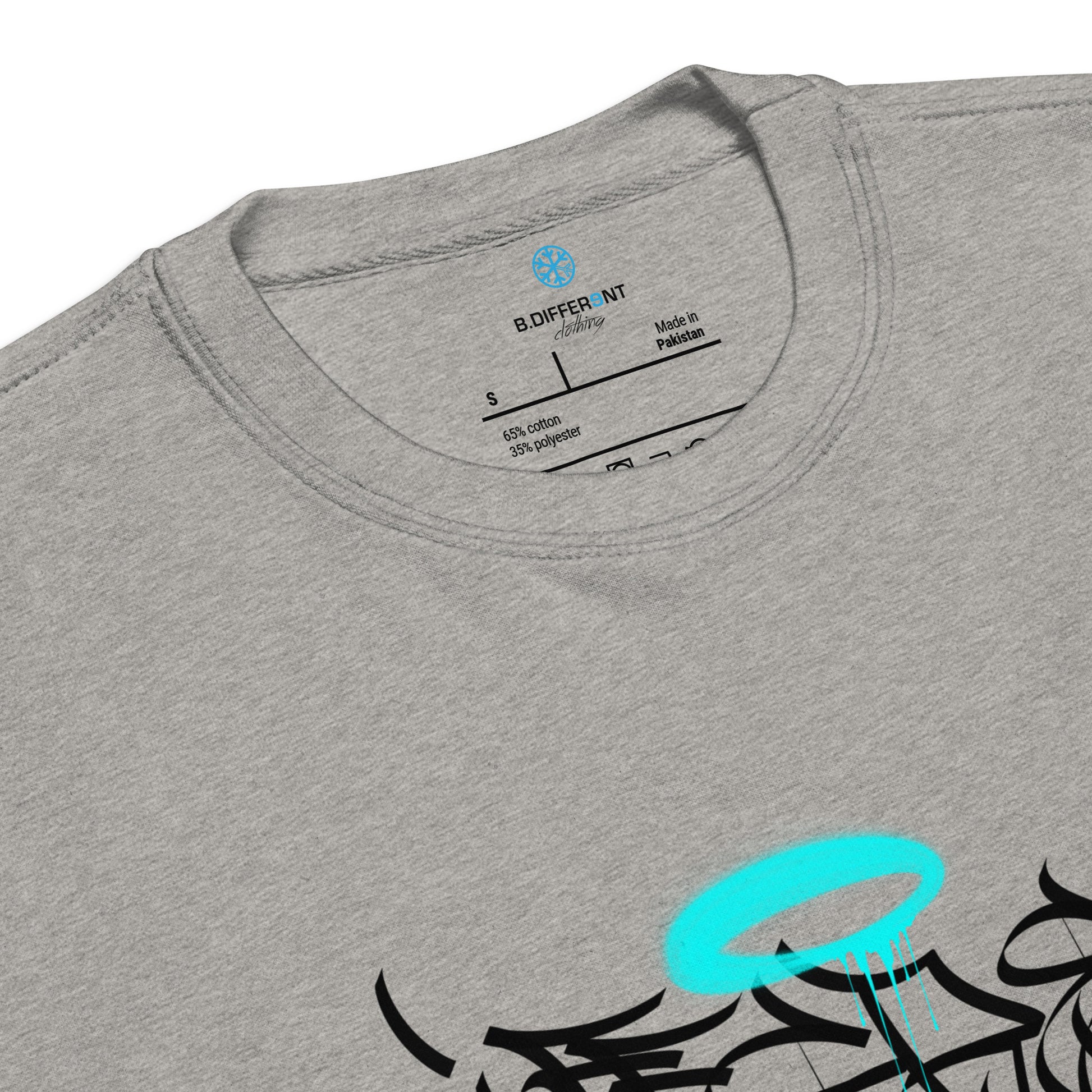 Gray-Caos One Collab Graffiti Sweatshirt from B.Different Clothing, collar, graffiti-inspired streetwear