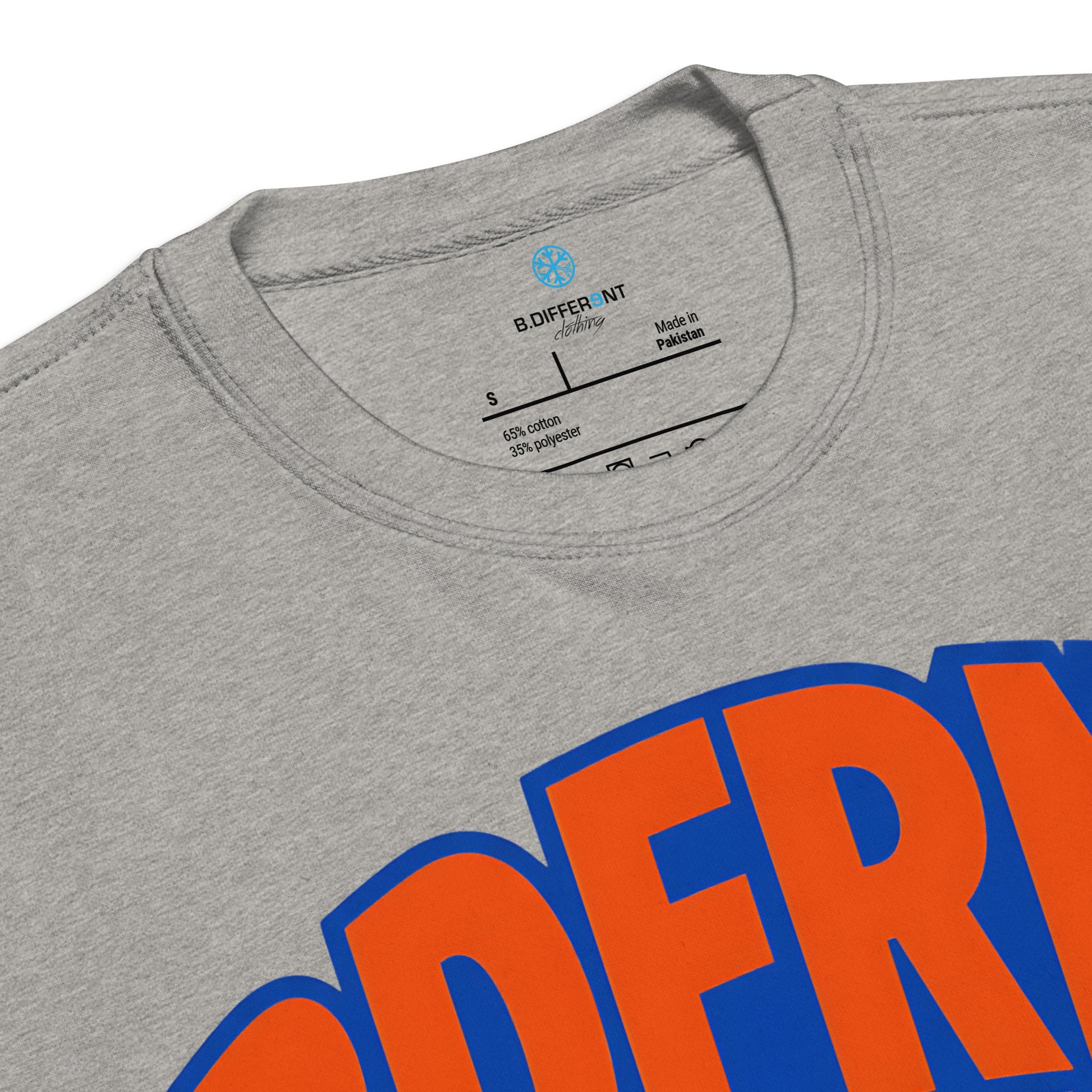 Gray-BDFRNT Logo 1989 Sweatshirt from B.Different Clothing, collar, graffiti-inspired streetwear