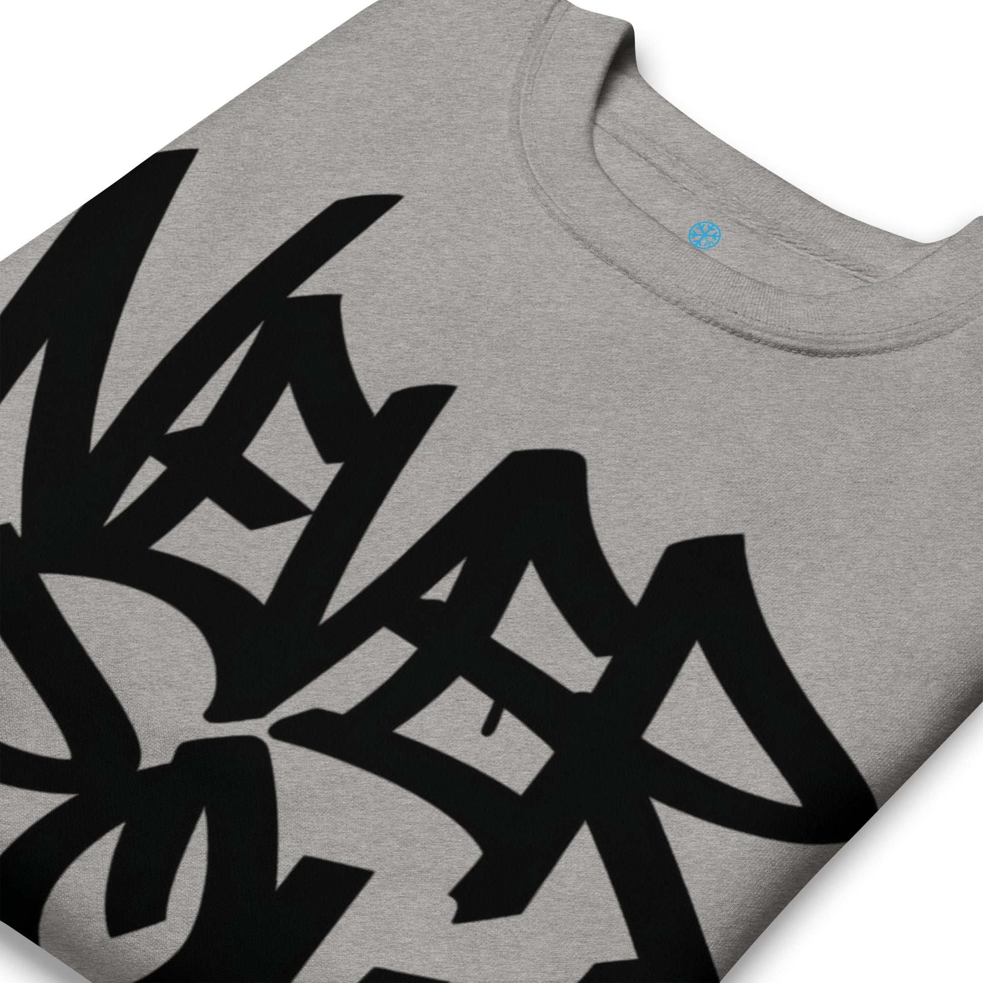 Gray-Never Grow Up Graffiti Sweatshirt from B.Different Clothing, detail, graffiti-inspired streetwear
