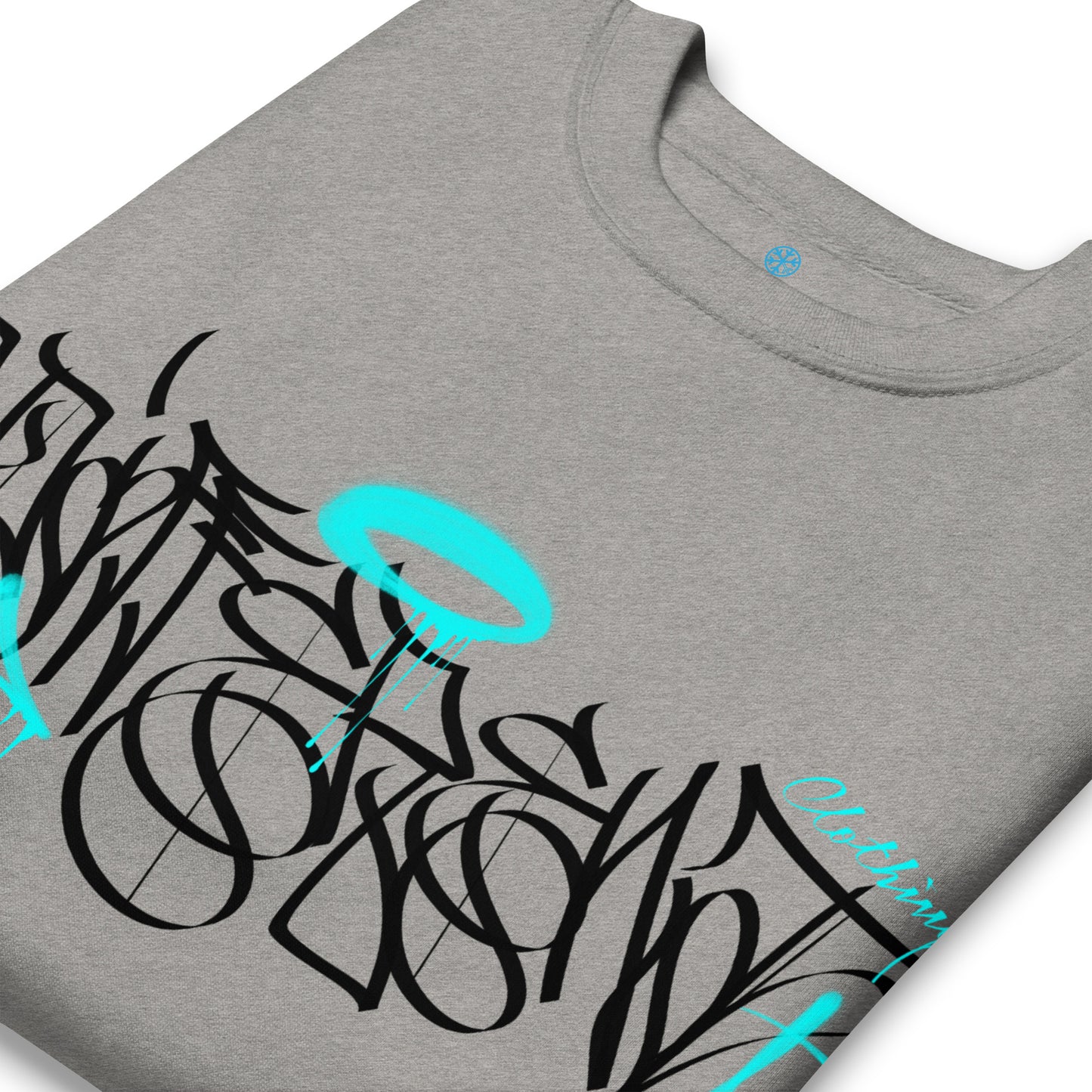 Gray-Caos One Collab Graffiti Sweatshirt from B.Different Clothing, detail, graffiti-inspired streetwear