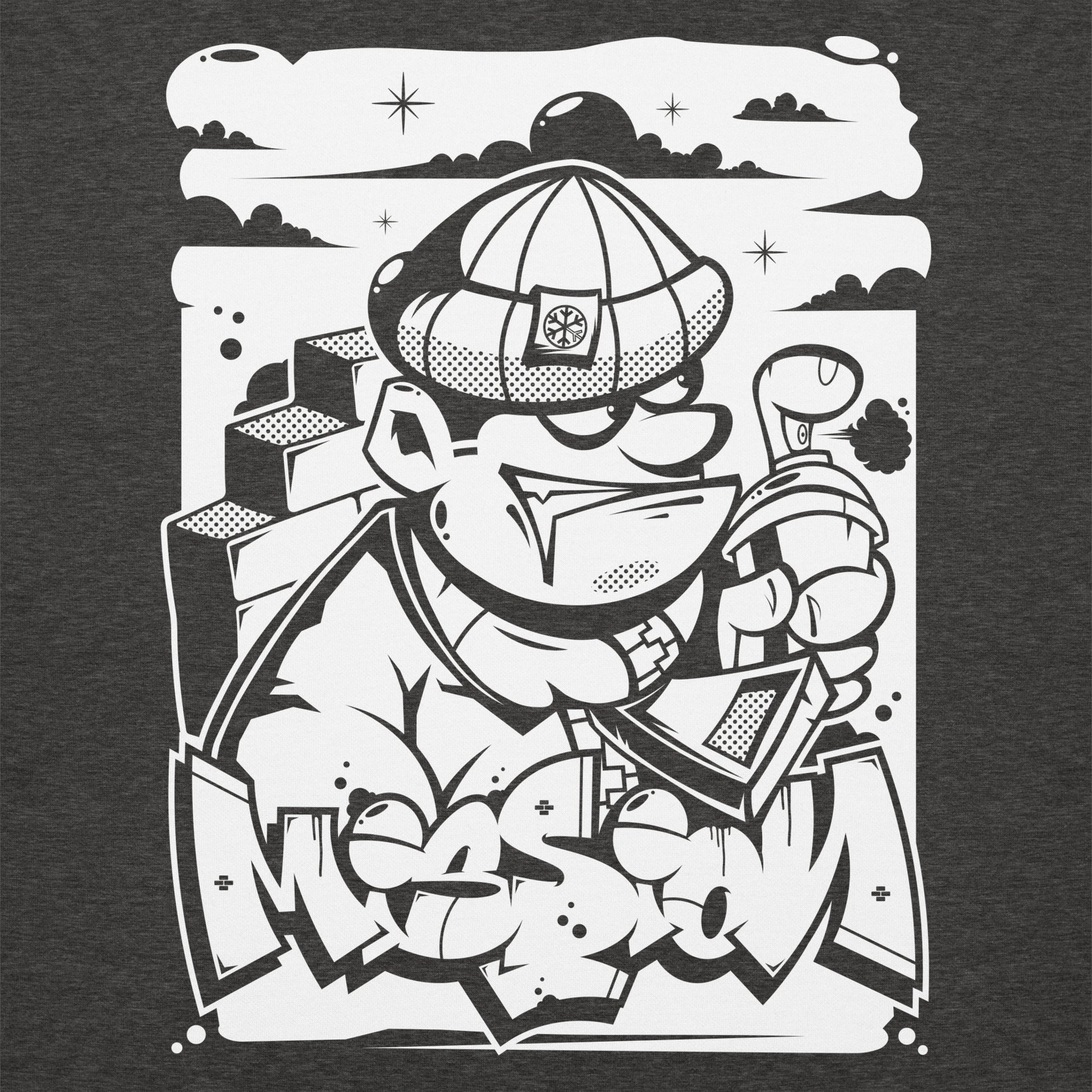 Darkgray-Mission Graffiti Character Sweatshirt from B.Different Clothing, graphic, graffiti-inspired streetwear