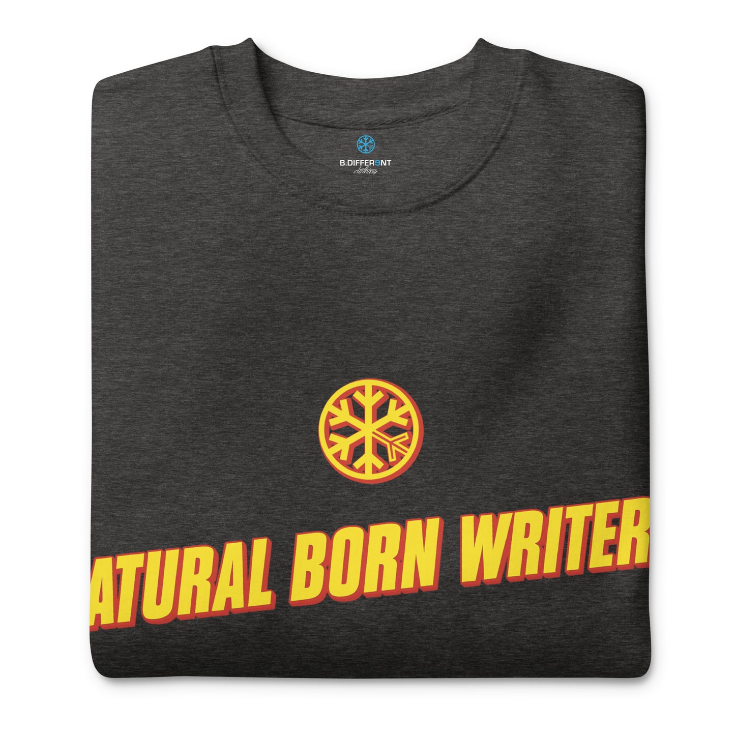 Darkgray-Natural Born Writers Graffiti Sweatshirt from B.Different Clothing, folded, graffiti-inspired streetwear