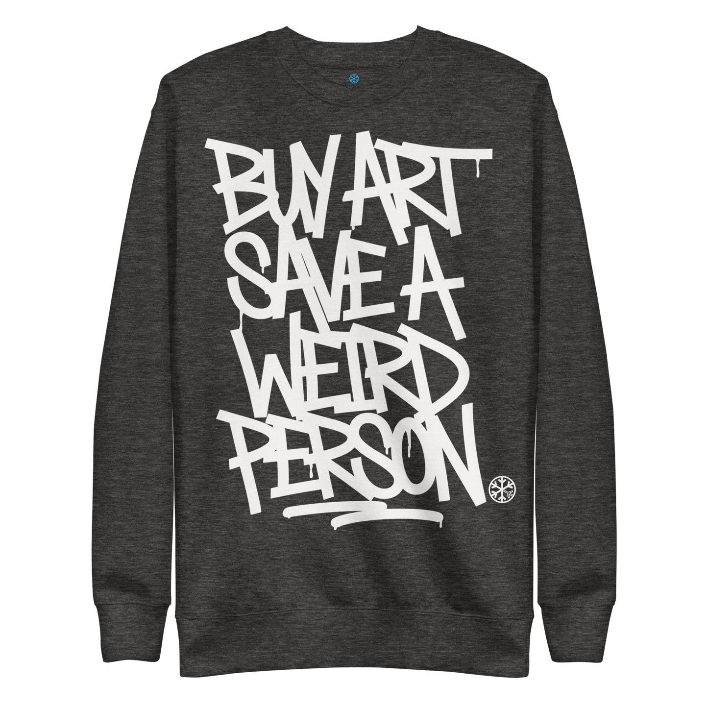Darkgray-Buy Art Save a Weird Person Graffiti Sweatshirt from B.Different Clothing, front view, graffiti-inspired streetwear