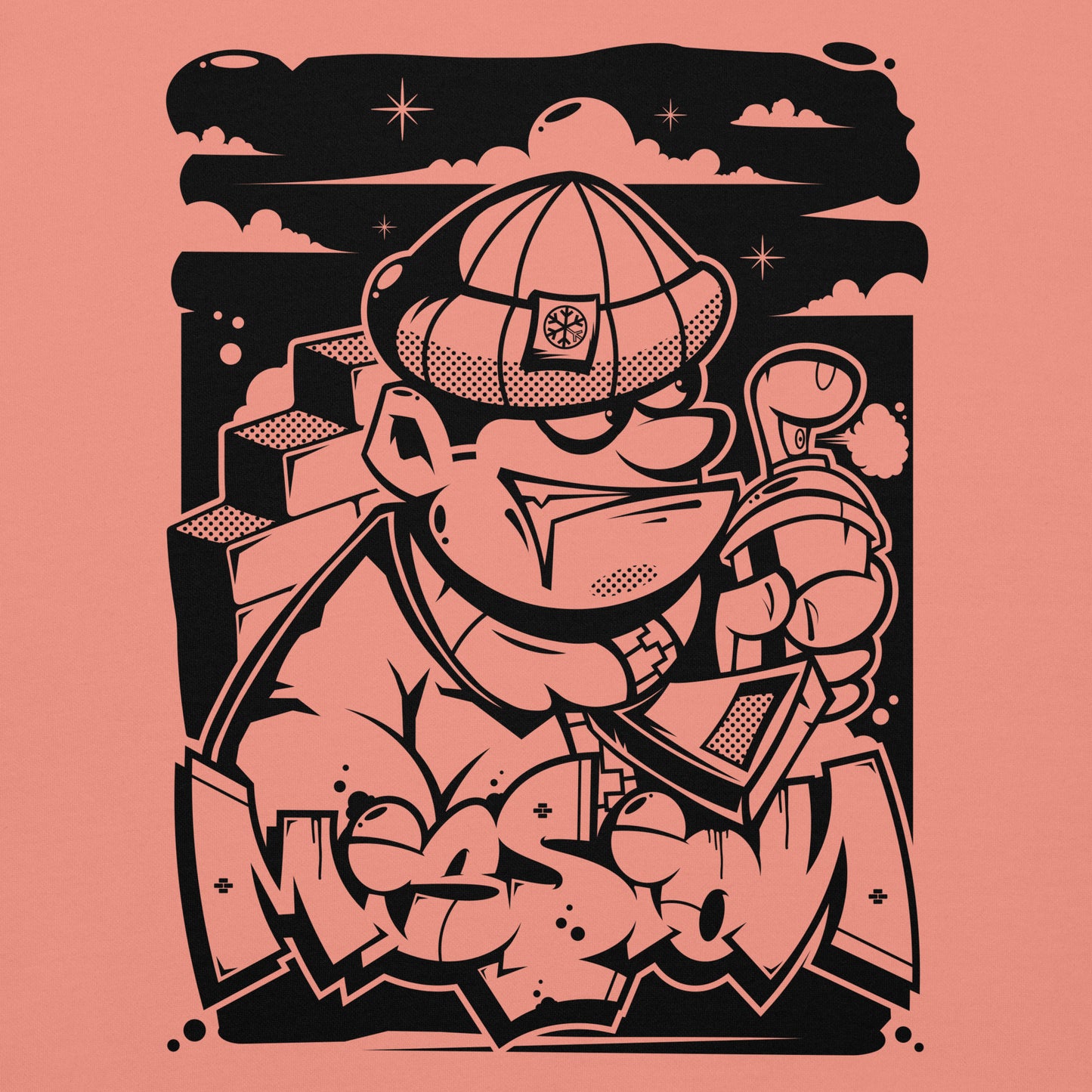 Pink-Mission Graffiti Character Sweatshirt from B.Different Clothing, graphic, graffiti-inspired streetwear