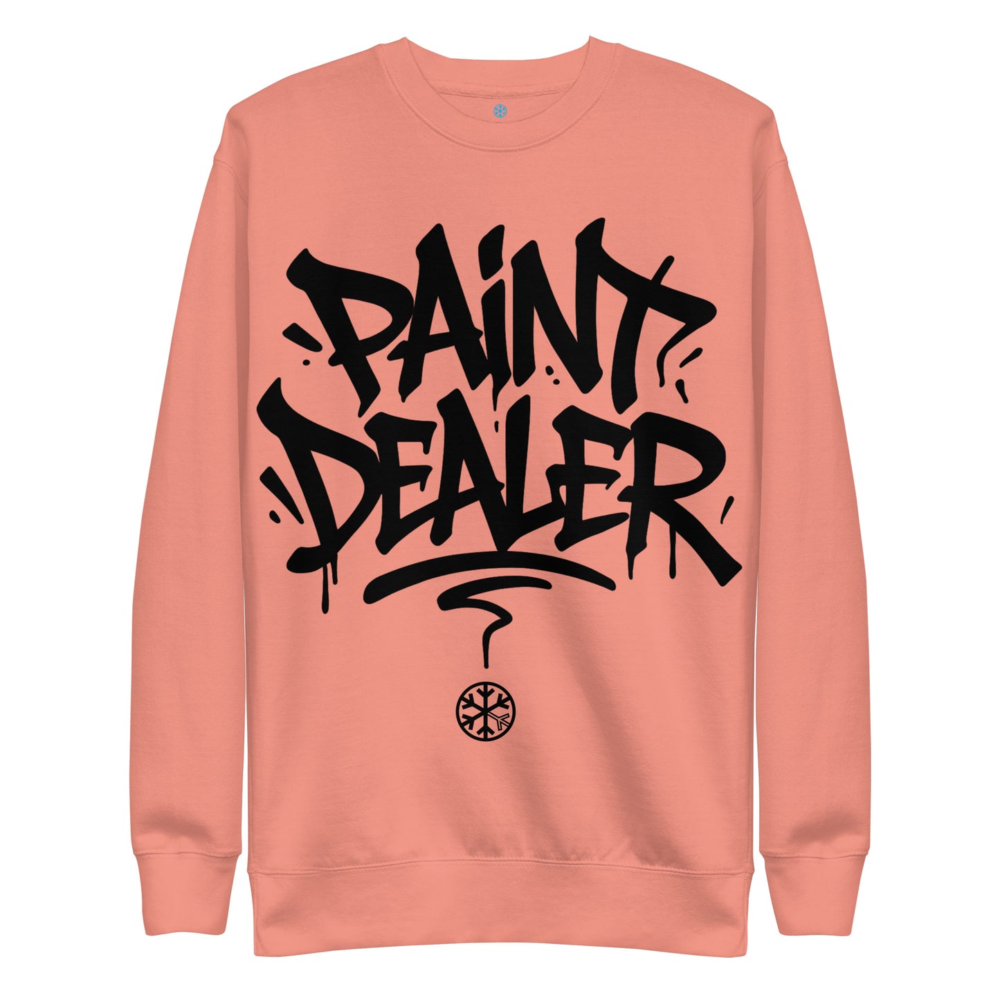 Pink-Paint Dealer Graffiti Tag Sweatshirt from B.Different Clothing, front view, graffiti-inspired streetwear