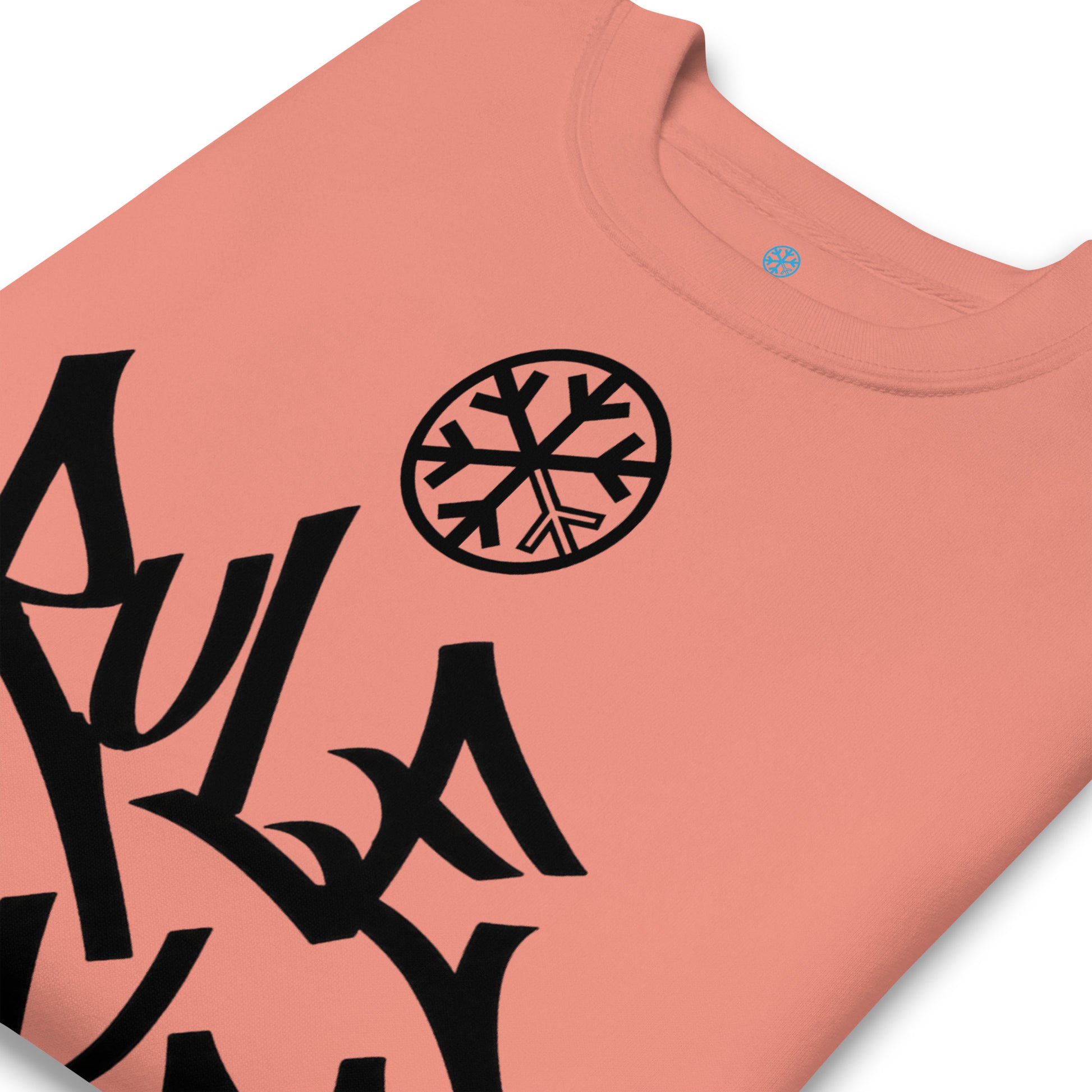 Dusty Rose-Rule Breaker Graffiti Tag Sweatshirt from B.Different Clothing, detail, graffiti-inspired streetwear