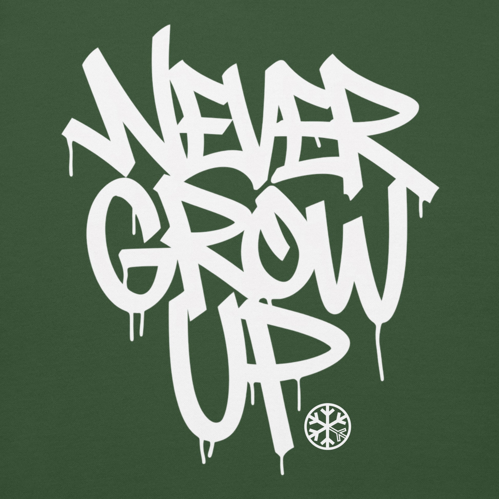 Green-Never Grow Up Graffiti Sweatshirt from B.Different Clothing, graphic, graffiti-inspired streetwear