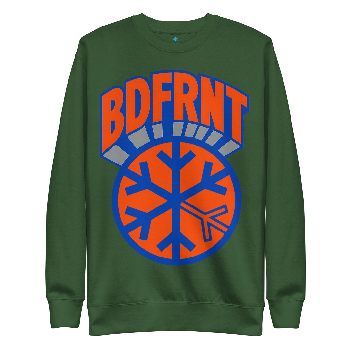 Green-BDFRNT Logo 1989 Sweatshirt from B.Different Clothing, front view, graffiti-inspired streetwear