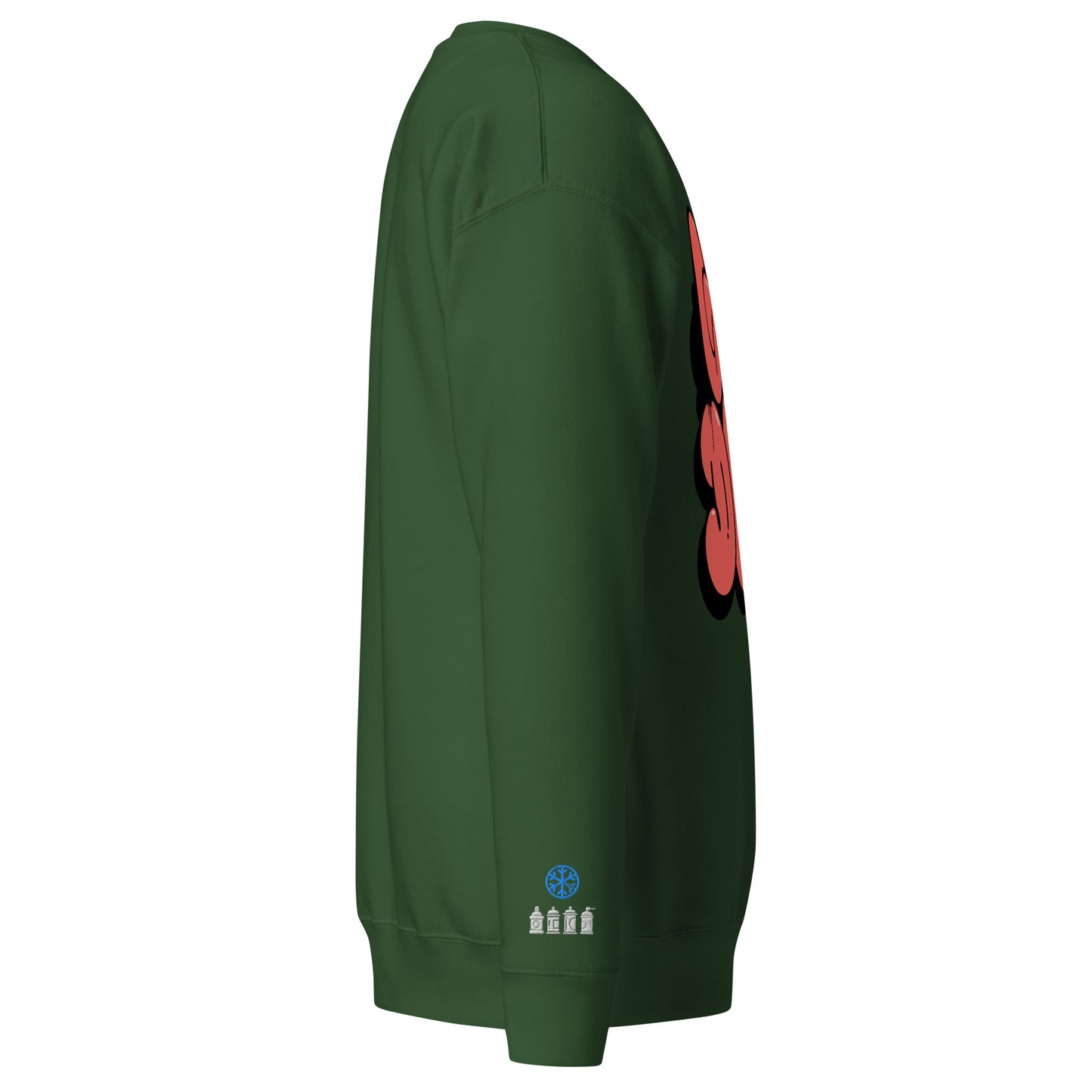 Green-Get Down Graffiti Throw-up Sweatshirt from B.Different Clothing, side view, graffiti-inspired streetwear