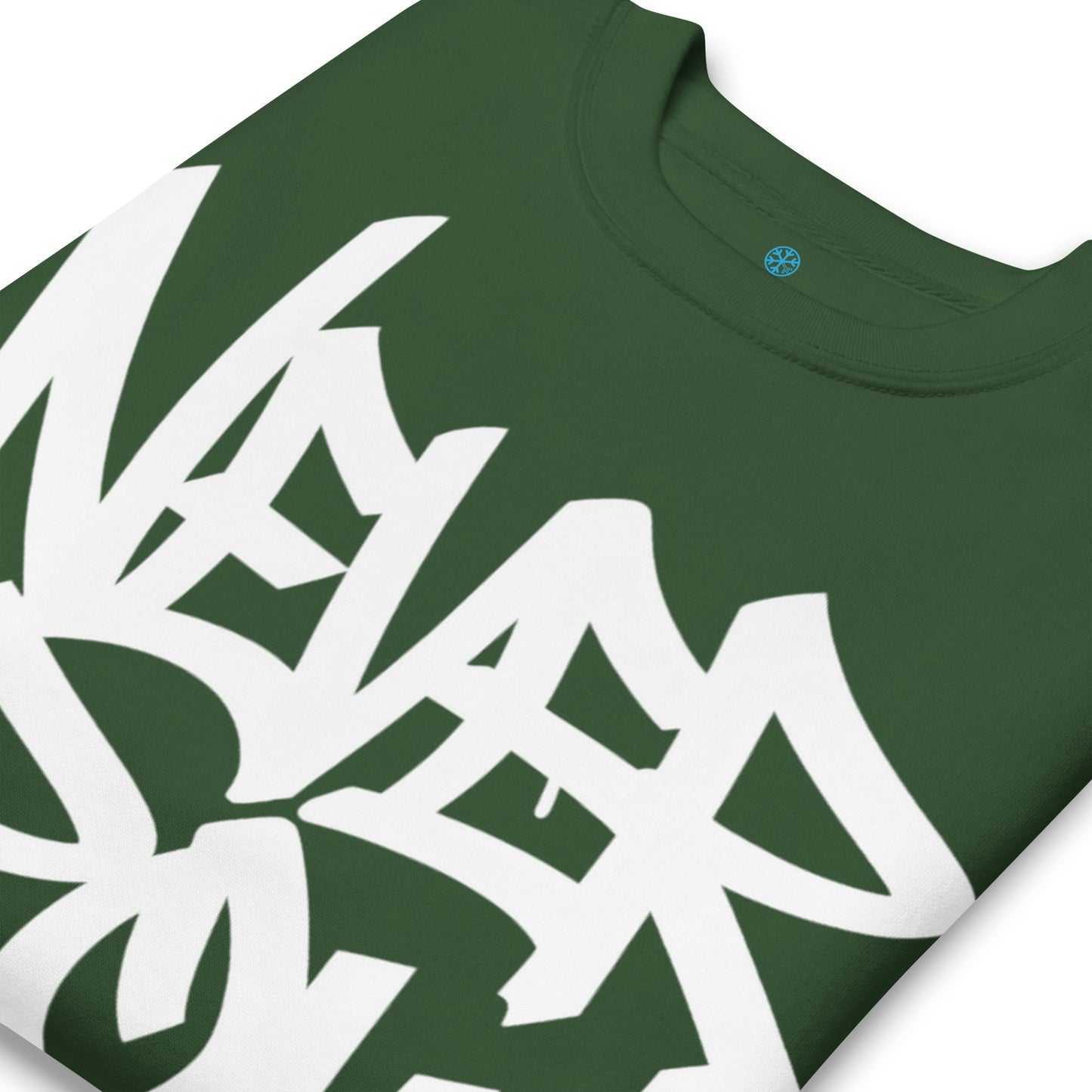 Green-Never Grow Up Graffiti Sweatshirt from B.Different Clothing, detail, graffiti-inspired streetwear