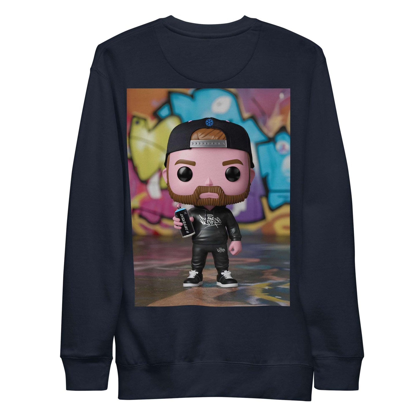 navy-graffiti-artist-vinyl-figure-sweatshirt-back-by-b.different-clothing-graffiti-inspired-independent-streetwear-brand