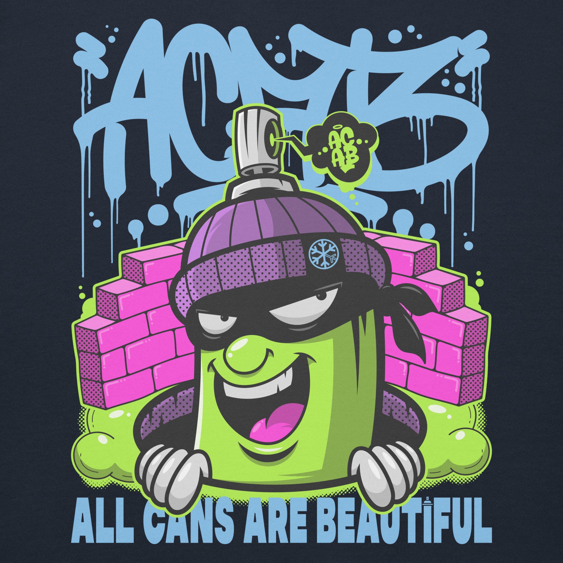 Navy-ACAB Graffiti Character Sweatshirt from B.Different Clothing, graphic, graffiti-inspired streetwear