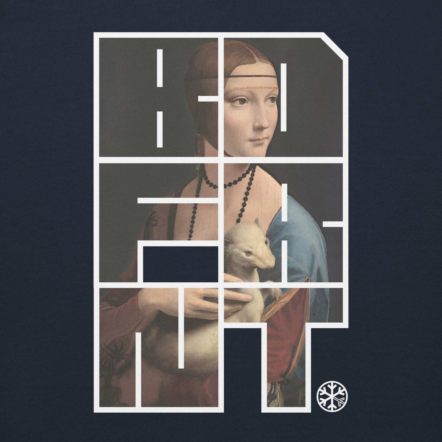 navy-bdfrnt-blockbuster-graffiti-piece-lady-with-ermine-sweatshirt-front-by-b.different-clothing-graffiti-inspired-independent-streetwear-brand