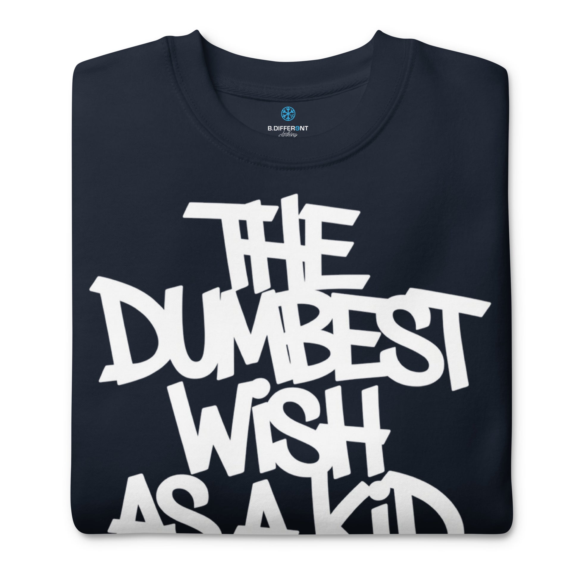 navy-the-dumbest-wish-graffiti-tag-sweatshirt-front-by-b.different-clothing-graffiti-inspired-independent-streetwear-brand