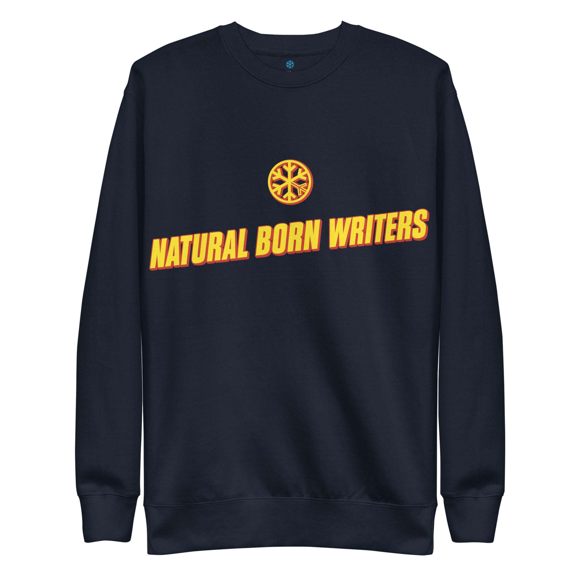 Navy-Natural Born Writers Graffiti Sweatshirt from B.Different Clothing, front view, graffiti-inspired streetwear