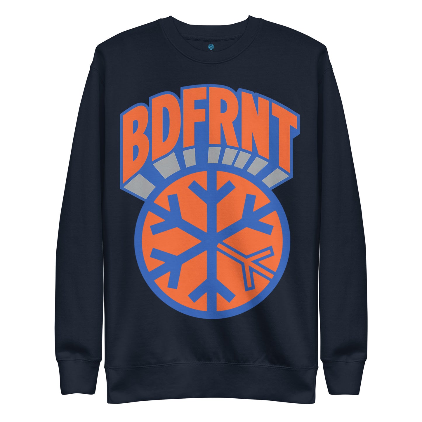 Navy-BDFRNT Logo 1989 Sweatshirt from B.Different Clothing, front view, graffiti-inspired streetwear