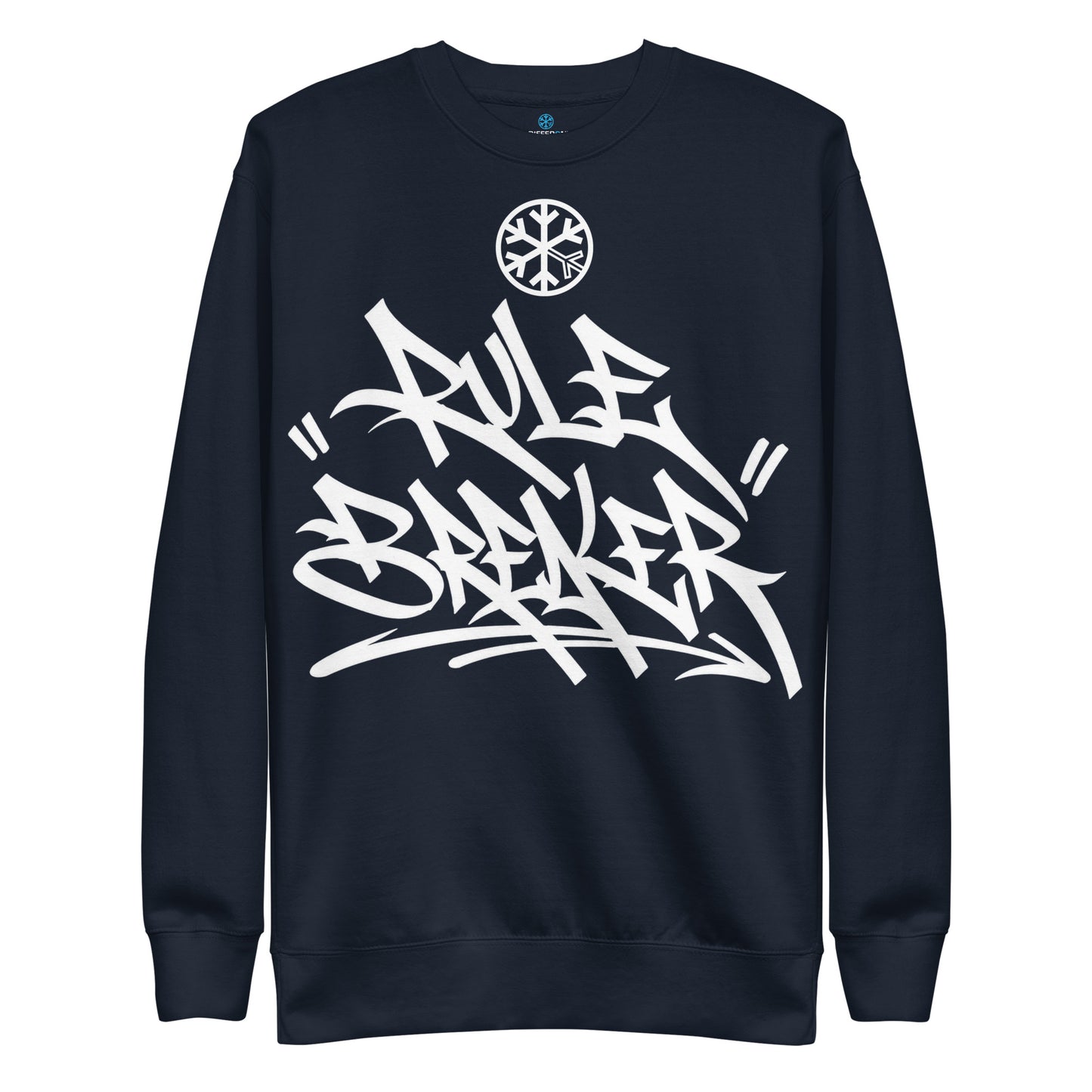 Navy Blazer-Rule Breaker Graffiti Tag Sweatshirt from B.Different Clothing, front view, graffiti-inspired streetwear