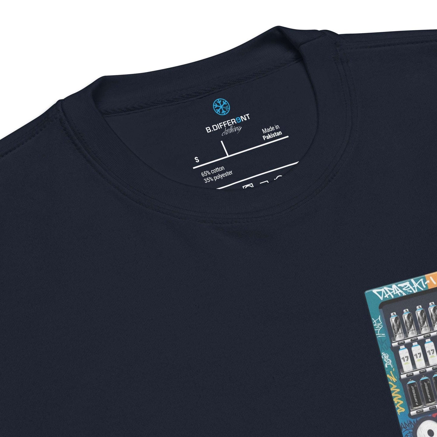 navy-graffiti-vending-machine-sweatshirt-detail-by-b.different-clothing-graffiti-inspired-independent-streetwear-brand