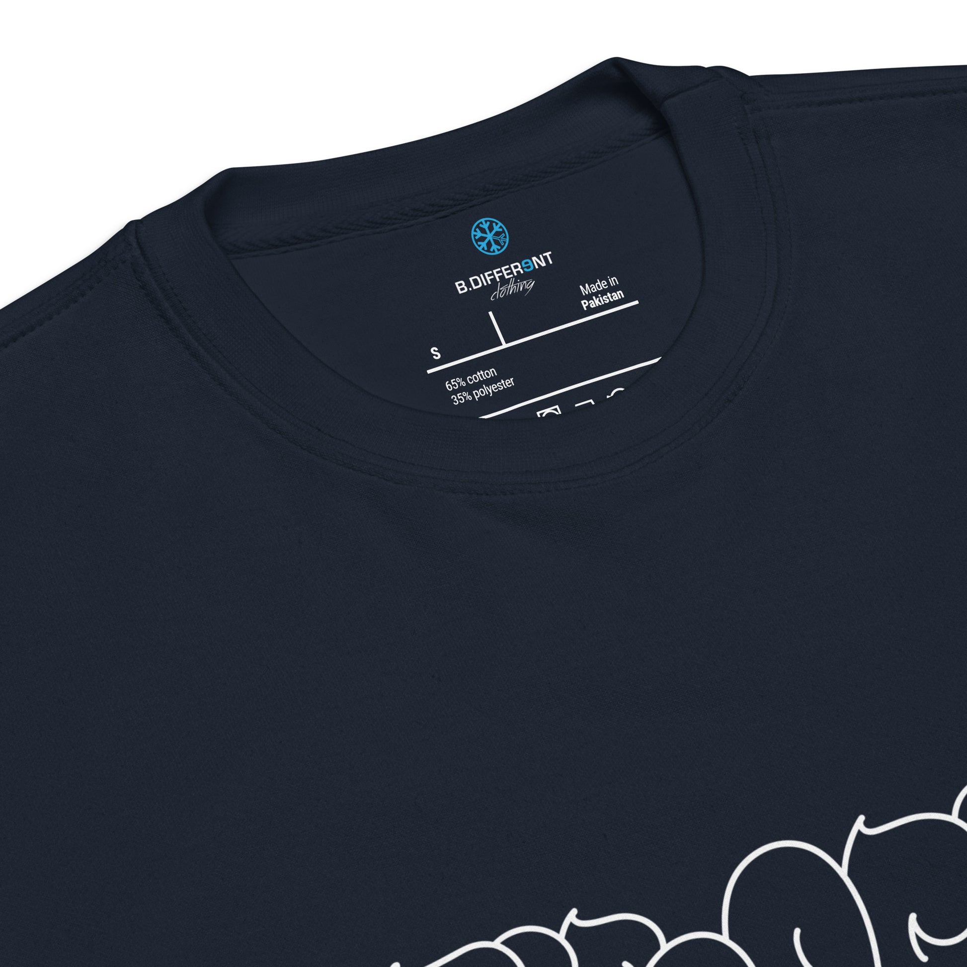 Navy-Antisocial Graffiti Hollow Sweatshirt from B.Different Clothing, collar, graffiti-inspired streetwear