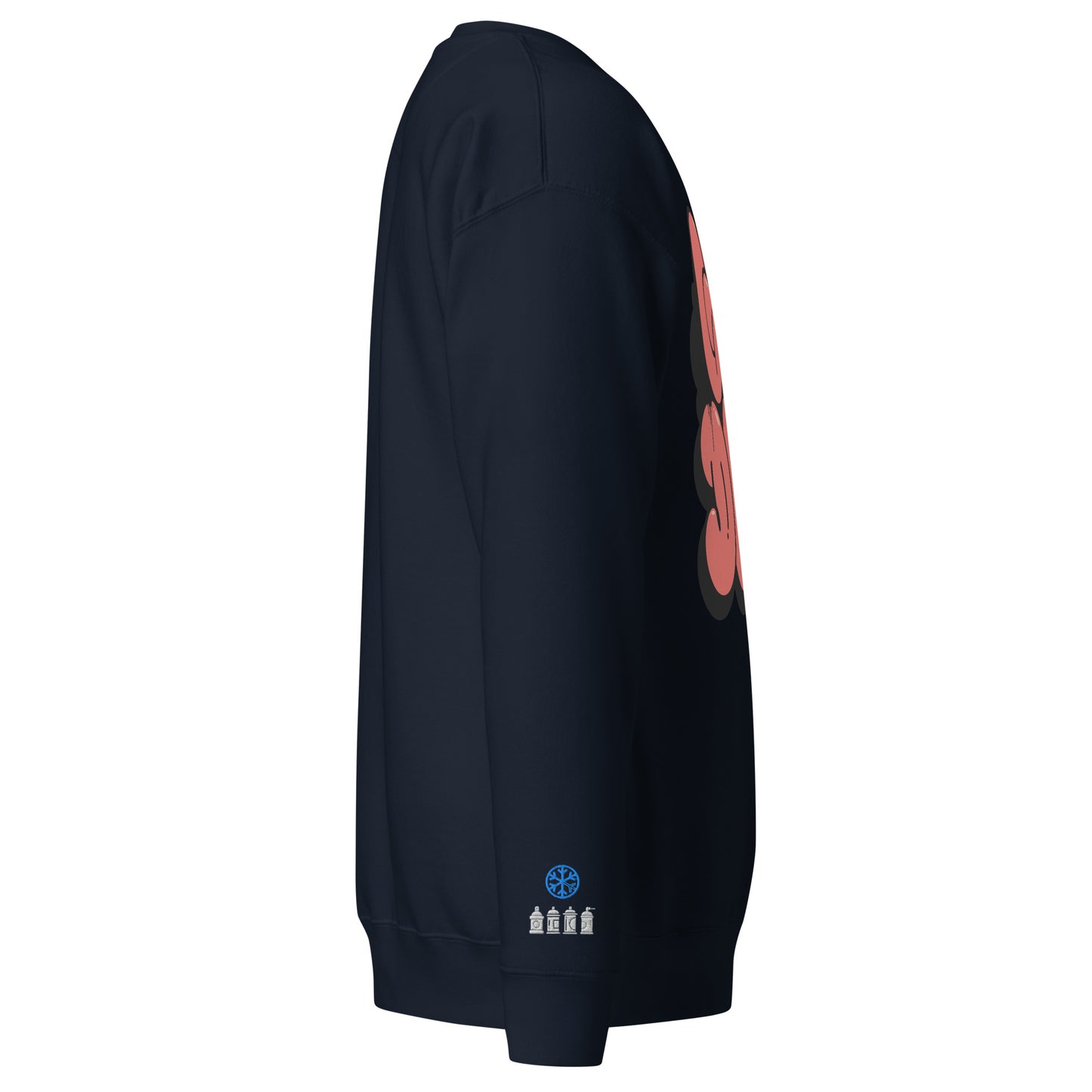 Navy-Get Down Graffiti Throw-up Sweatshirt from B.Different Clothing, side view, graffiti-inspired streetwear
