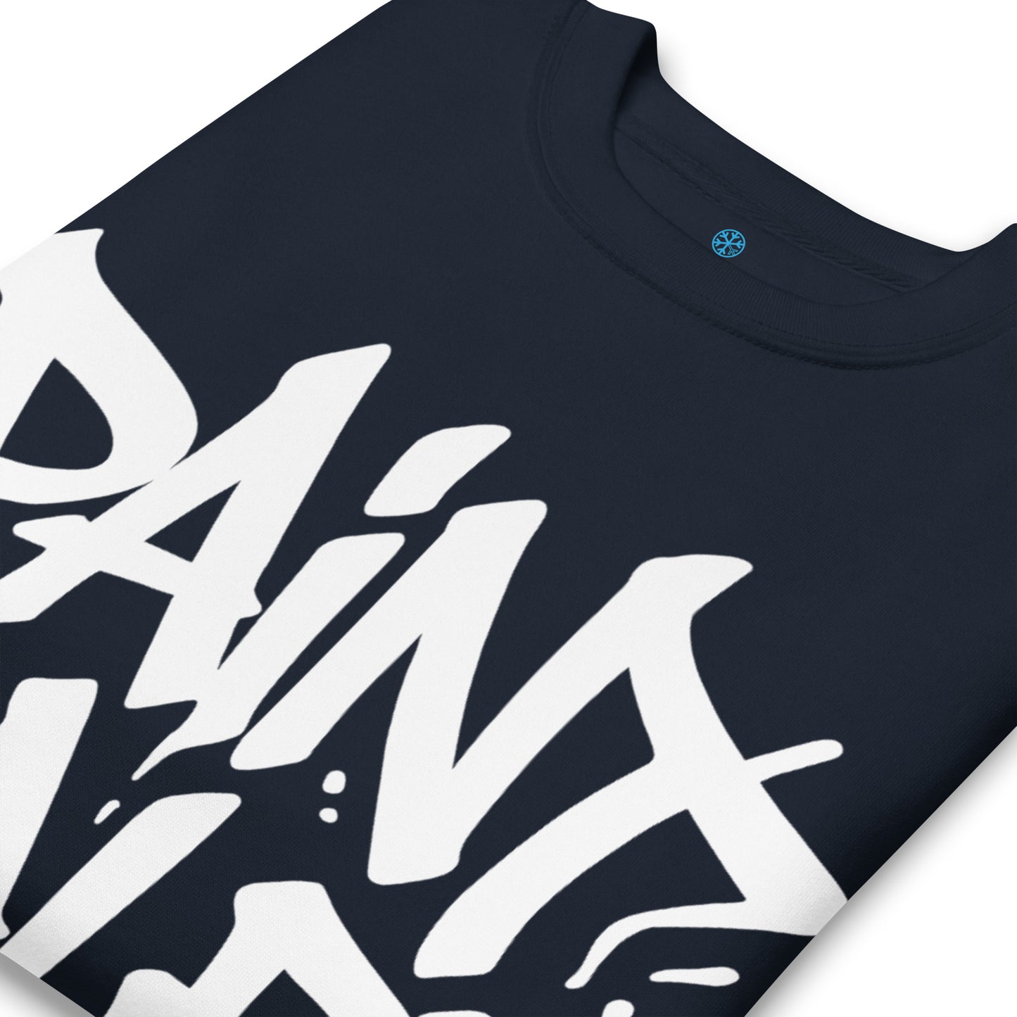 Navy-Paint Dealer Graffiti Tag Sweatshirt from B.Different Clothing, detail, graffiti-inspired streetwear