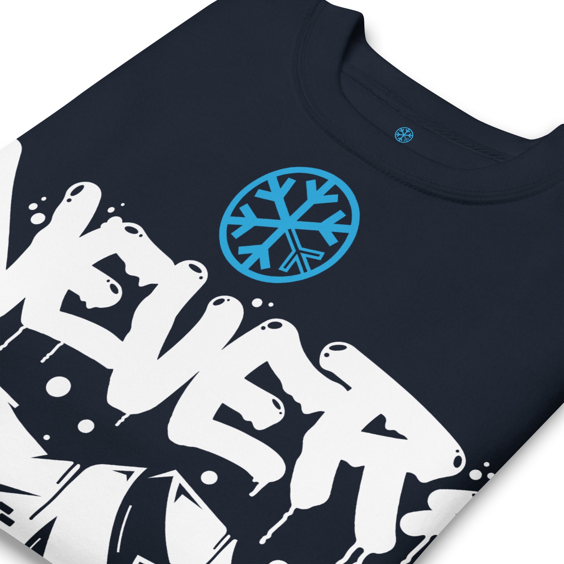 Navy-Never Stop Graffiti Piece Sweatshirt from B.Different Clothing, detail, graffiti-inspired streetwear