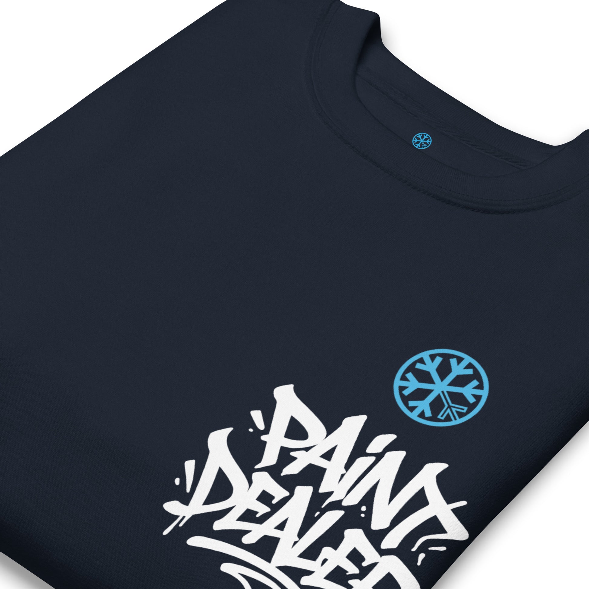 Navy-Paint Dealer Graffiti Character Sweatshirt from B.Different Clothing, detail, graffiti-inspired streetwear