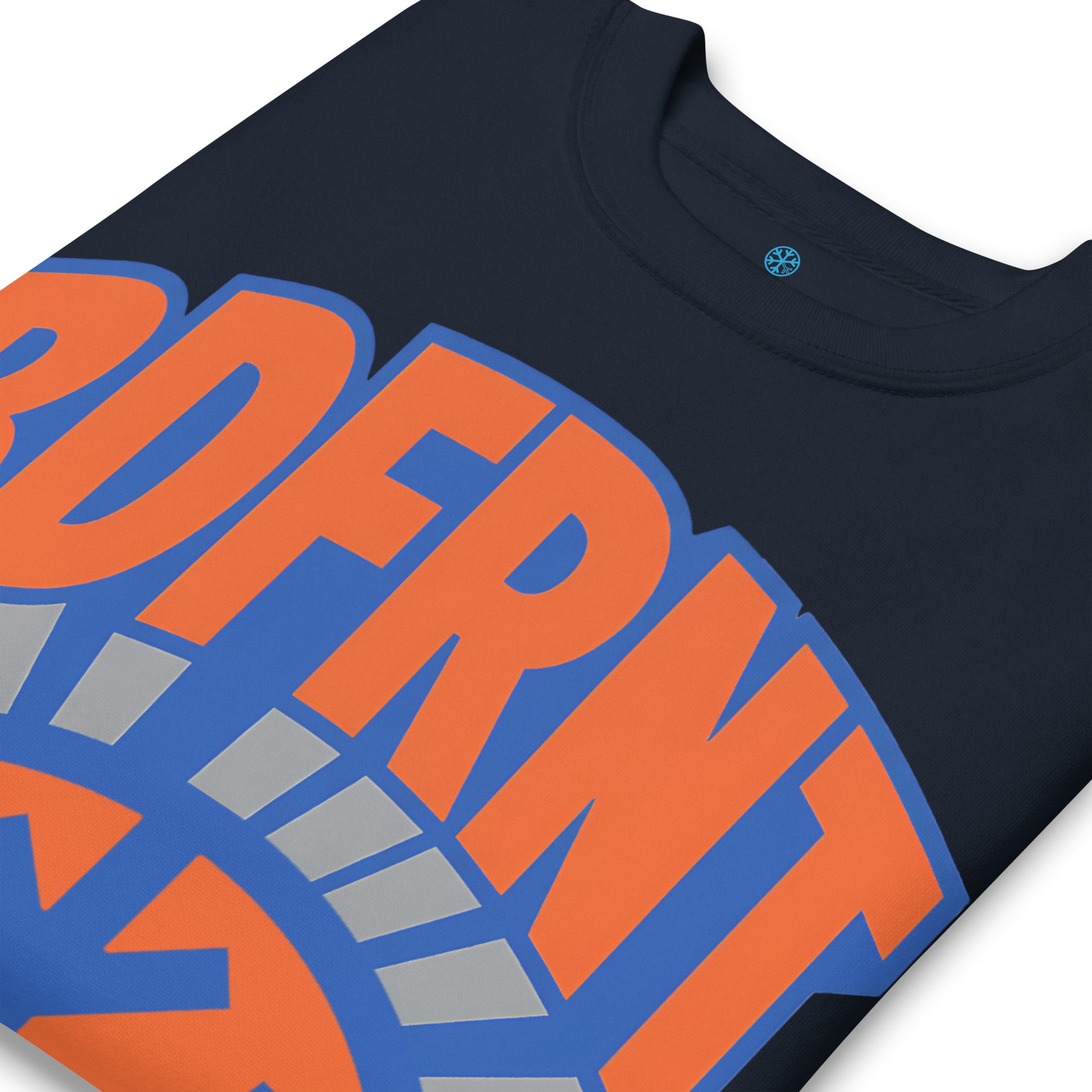 Navy-BDFRNT Logo 1989 Sweatshirt from B.Different Clothing, detail, graffiti-inspired streetwear