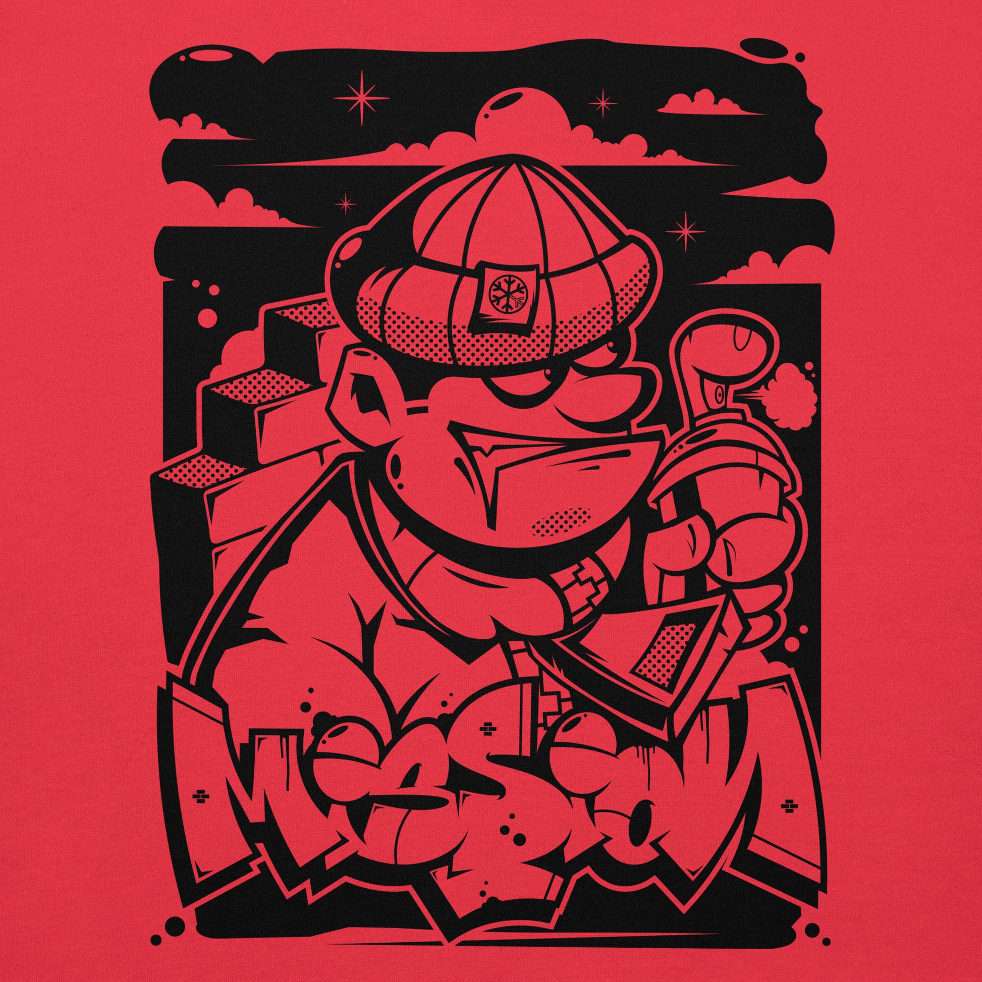 Red-Mission Graffiti Character Sweatshirt from B.Different Clothing, graphic, graffiti-inspired streetwear