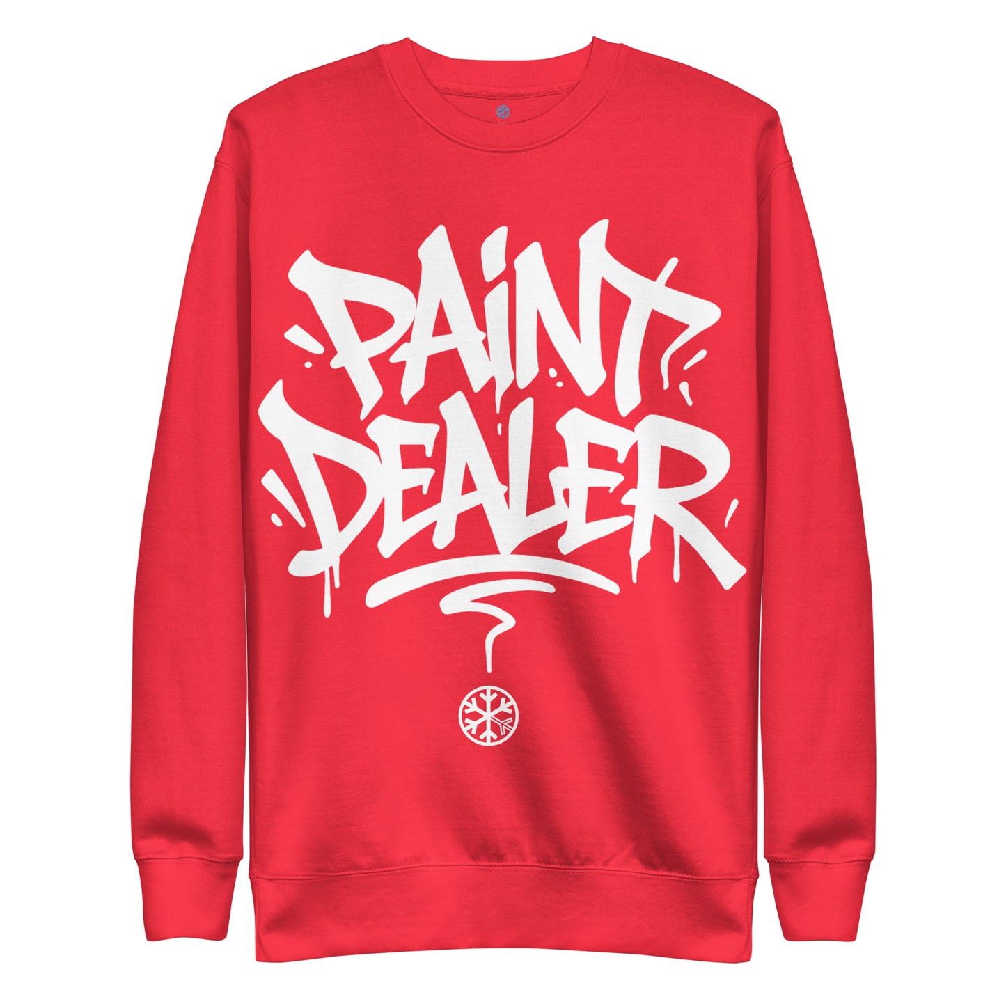 Red-Paint Dealer Graffiti Tag Sweatshirt from B.Different Clothing, front view, graffiti-inspired streetwear