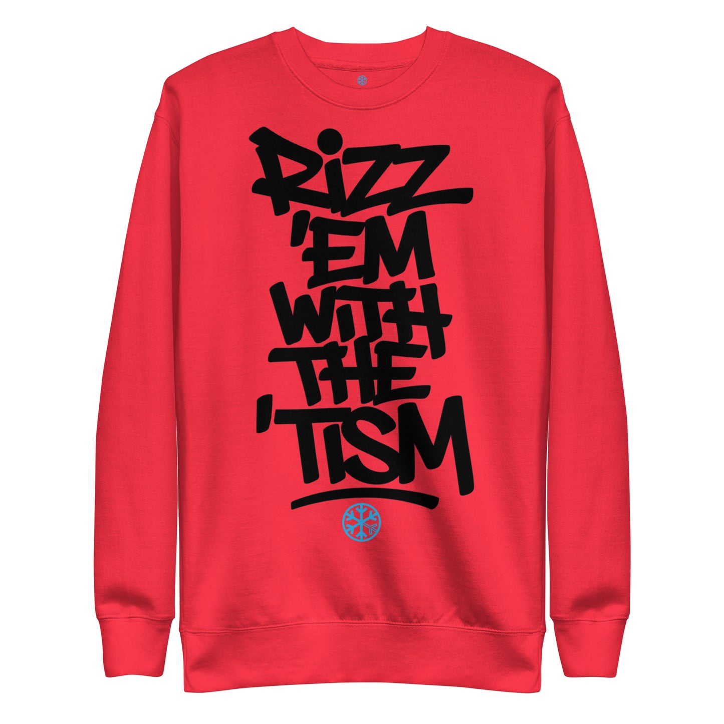 Red-Rizz 'Em With The 'Tism Graffiti Sweatshirt from B.Different Clothing, front view, graffiti-inspired streetwear