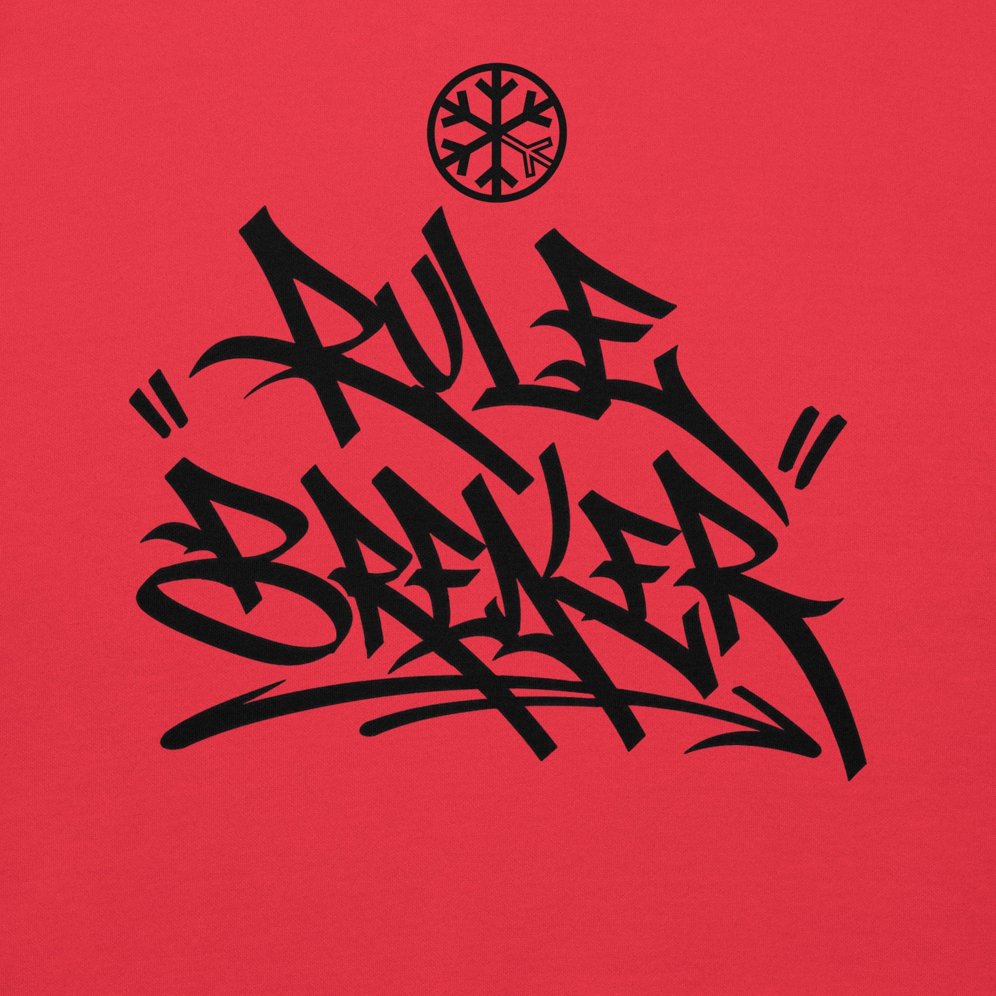 Team Red-Rule Breaker Graffiti Tag Sweatshirt from B.Different Clothing, front graphic, graffiti-inspired streetwear