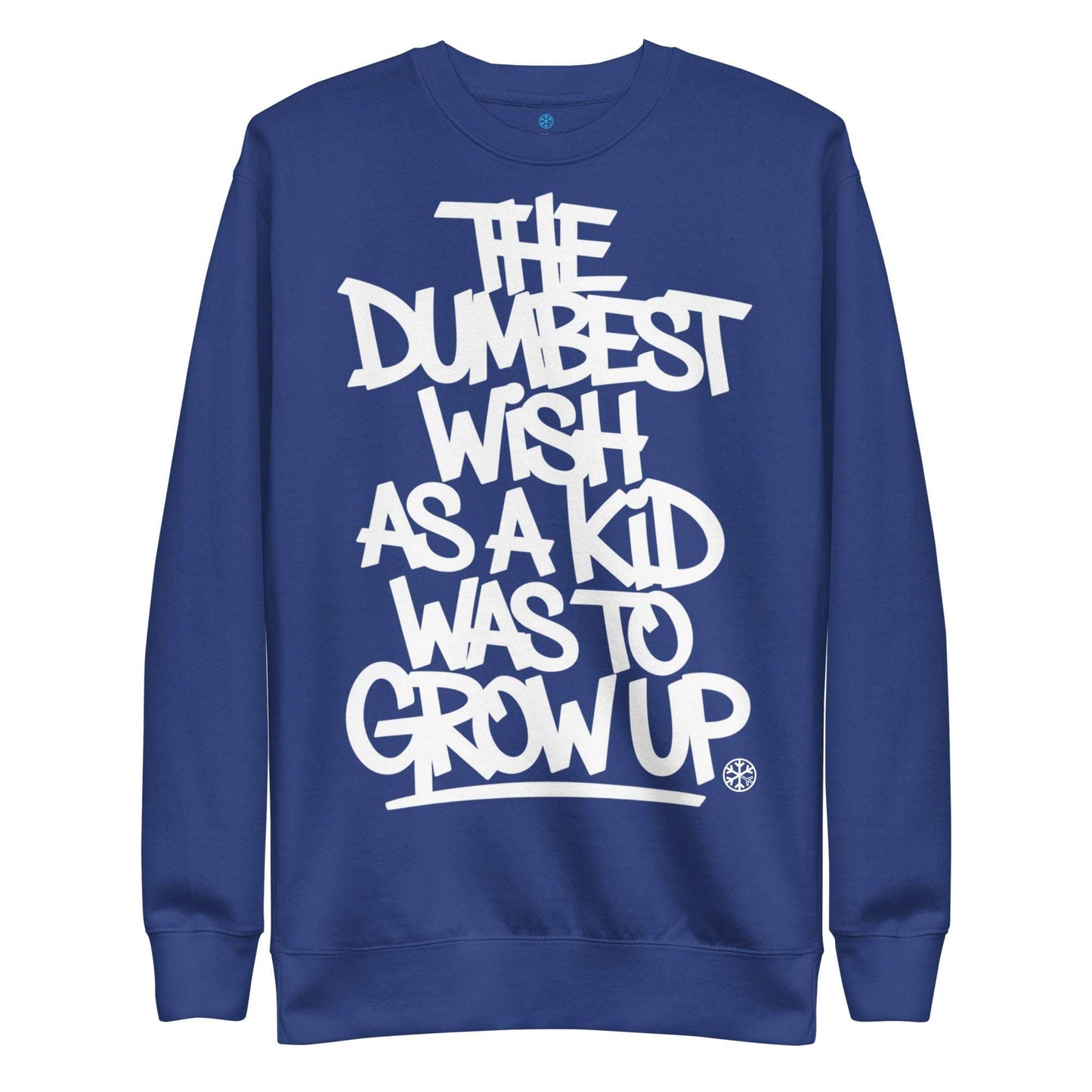 blue-the-dumbest-wish-graffiti-tag-sweatshirt-front-by-b.different-clothing-graffiti-inspired-independent-streetwear-brand