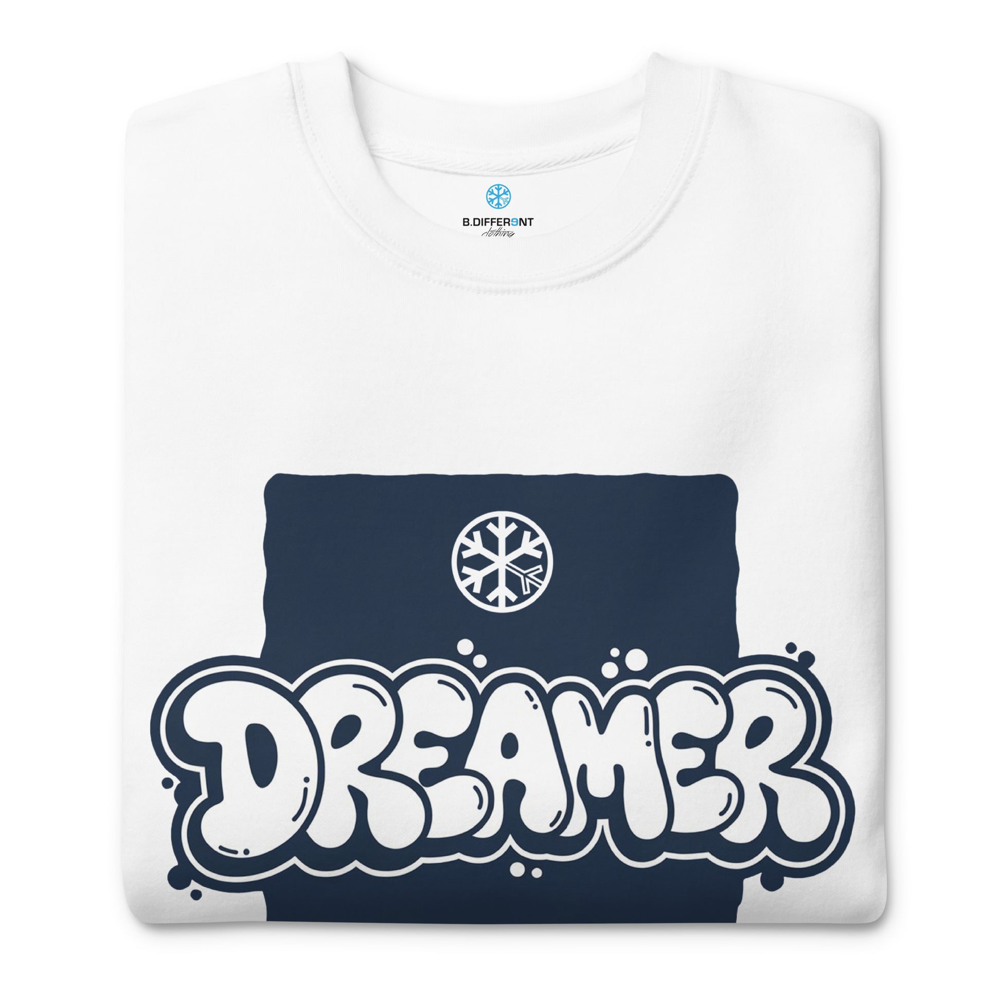 white-dreamer-graffiti-throw-up-sweatshirt-front-by-b.different-clothing-graffiti-inspired-independent-streetwear-brand