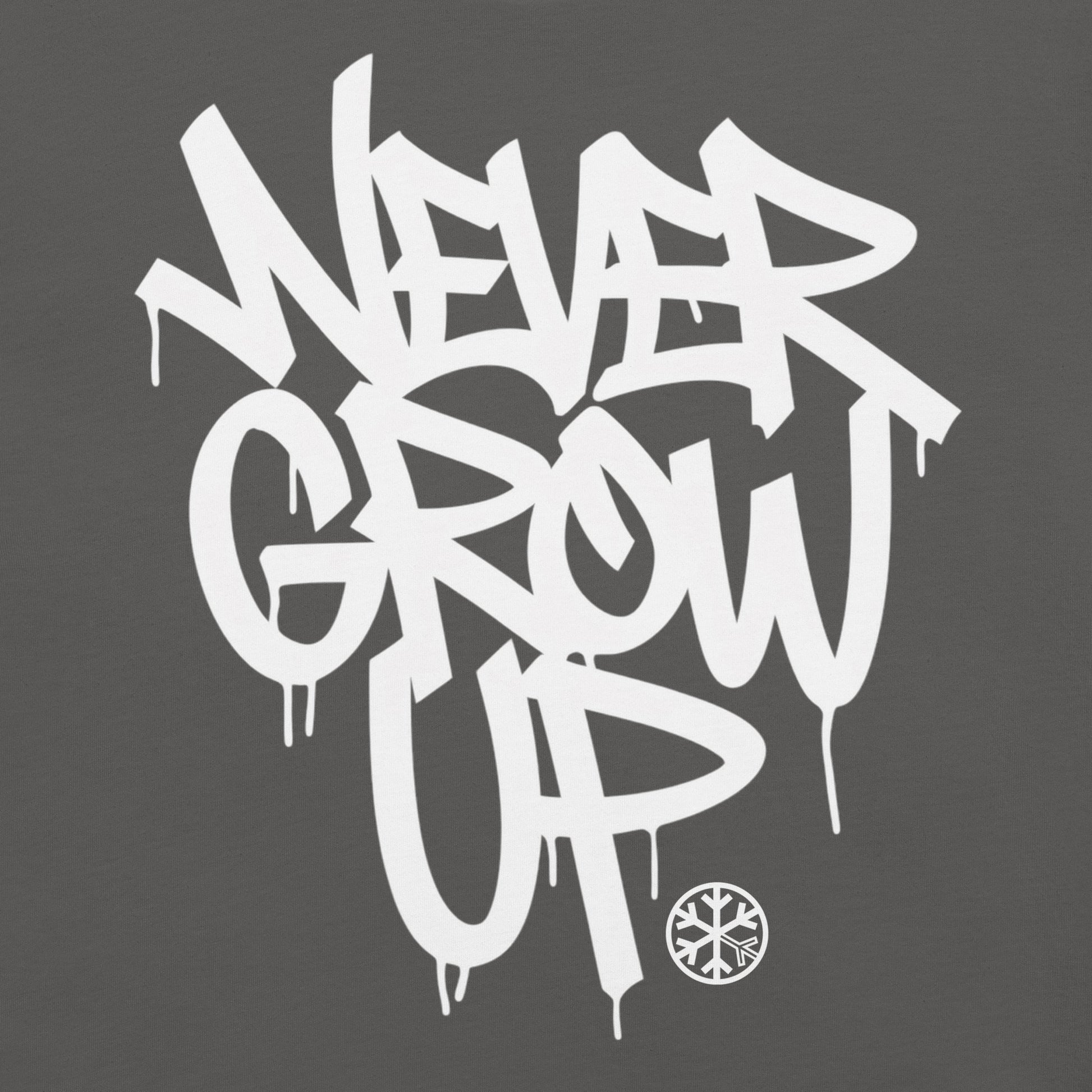 Gray-Never Grow Up Graffiti Tee from B.Different Clothing, graphic, graffiti-inspired streetwear t-shirt