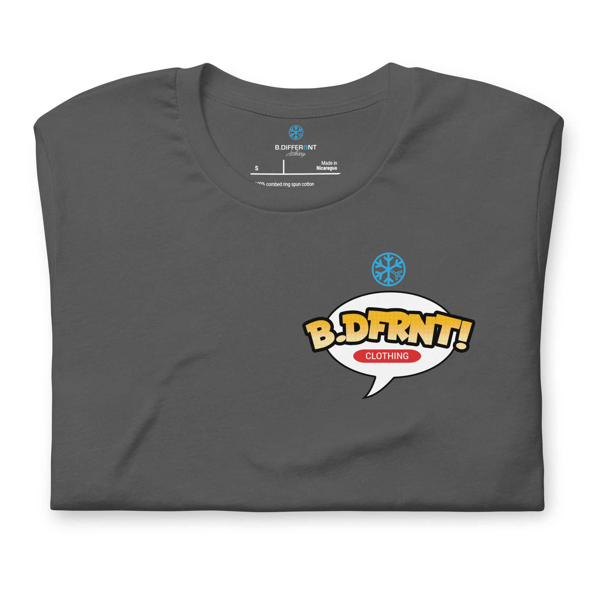 Gray-Graffiti Artist Vinyl Figure Tee from B.Different Clothing, folded, graffiti-inspired streetwear t-shirt