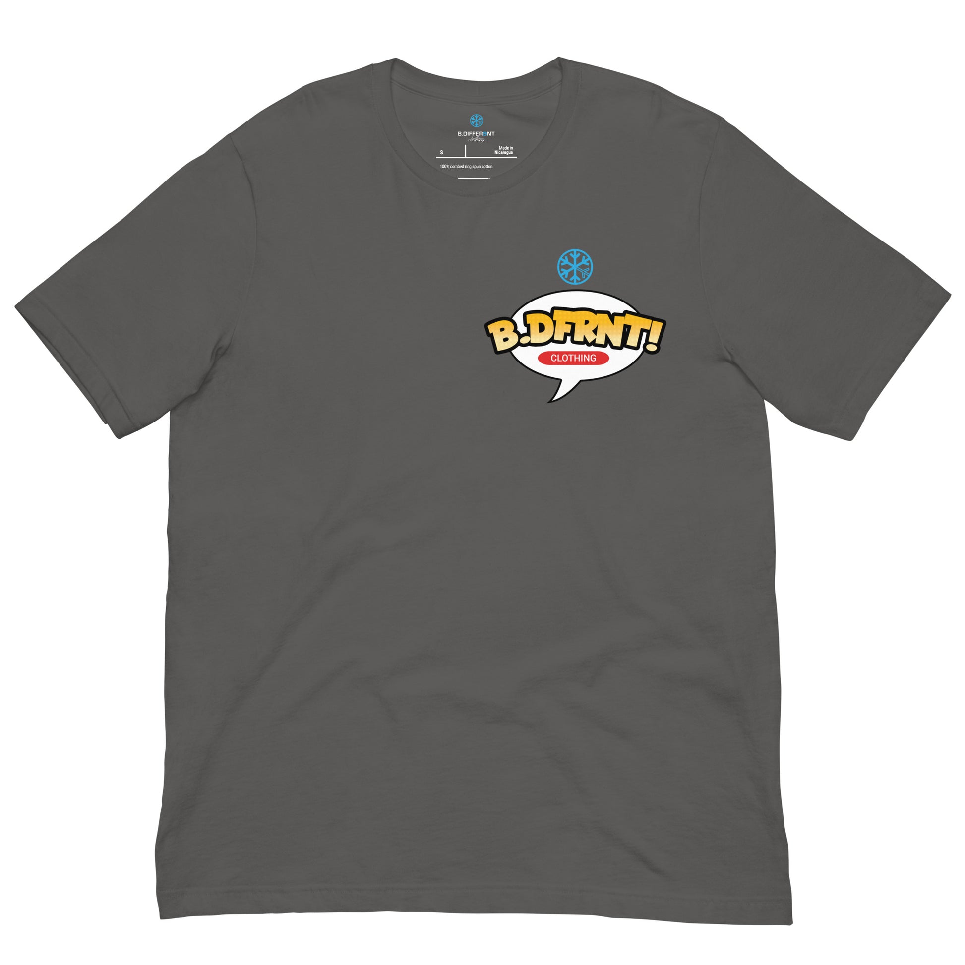 Gray-Graffiti Artist Vinyl Figure Tee from B.Different Clothing, front view, graffiti-inspired streetwear t-shirt