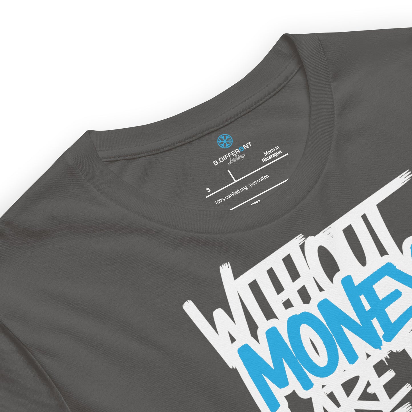 Gray-Without Dreams You Are Nothing Graffiti Tee from B.Different Clothing, collar, graffiti-inspired streetwear t-shirt
