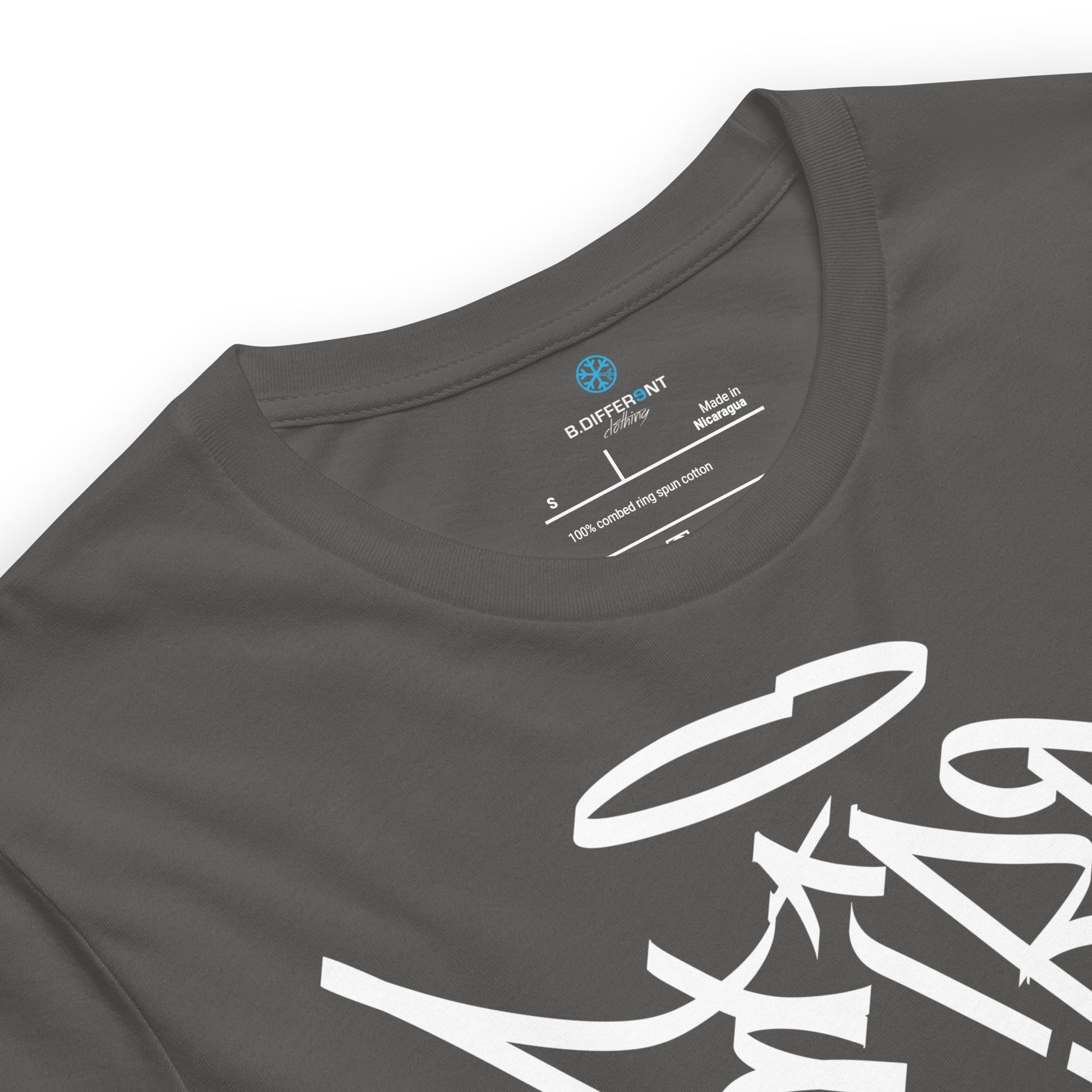 Gray-Weirdo Tag Graffiti Tee from B.Different Clothing, collar, graffiti-inspired streetwear t-shirt