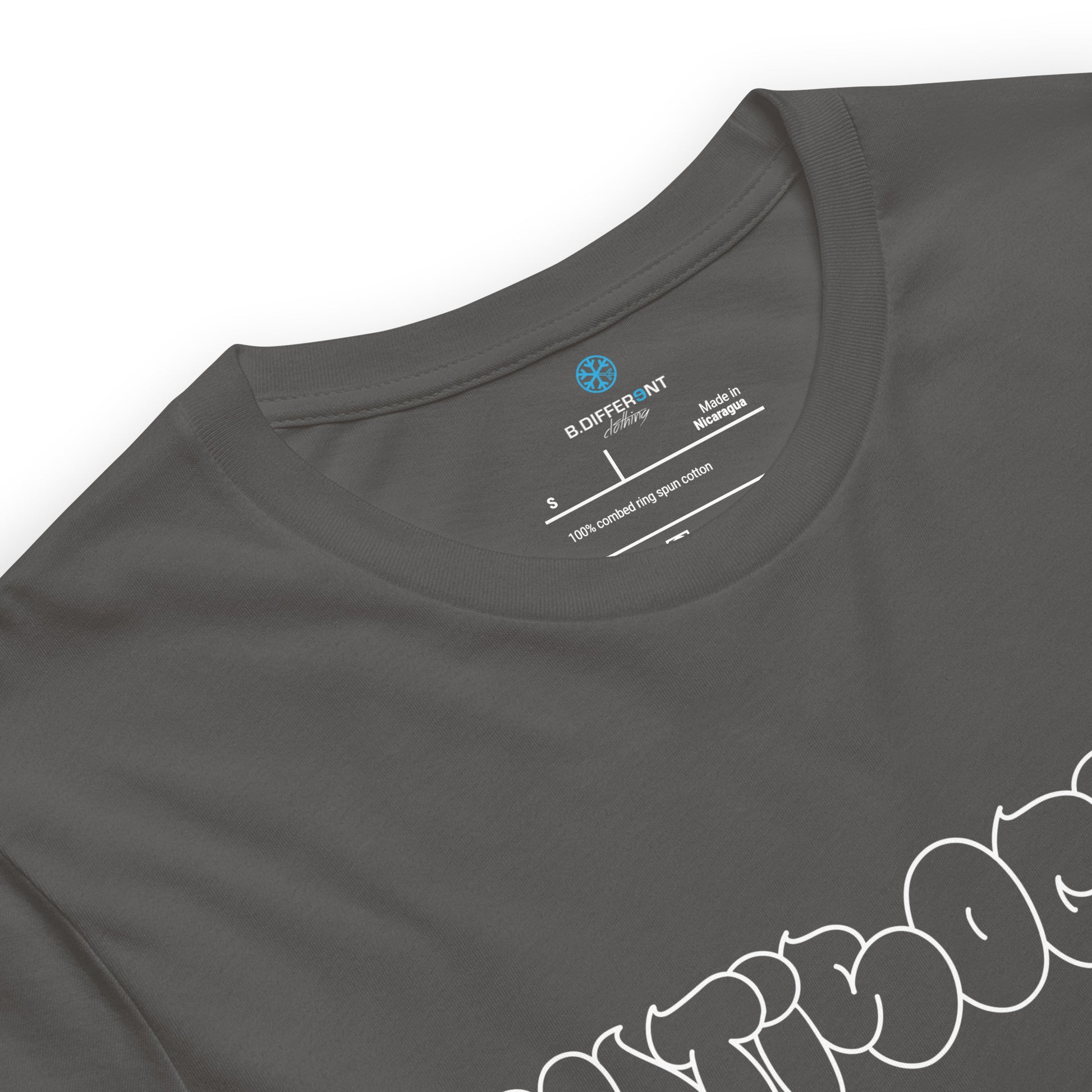 Gray-Antisocial Graffiti Hollow Tee from B.Different Clothing, collar, graffiti-inspired streetwear t-shirt