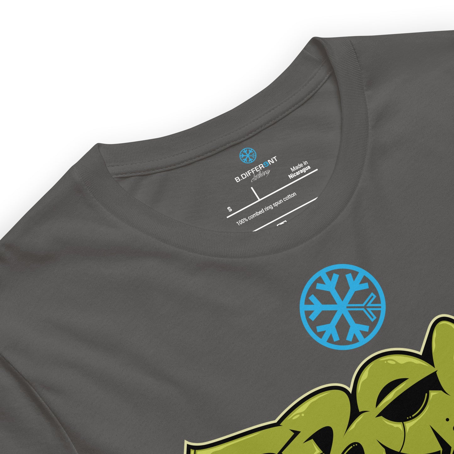 Gray-Fresh Graffiti Piece Tee from B.Different Clothing, collar, graffiti-inspired streetwear t-shirt