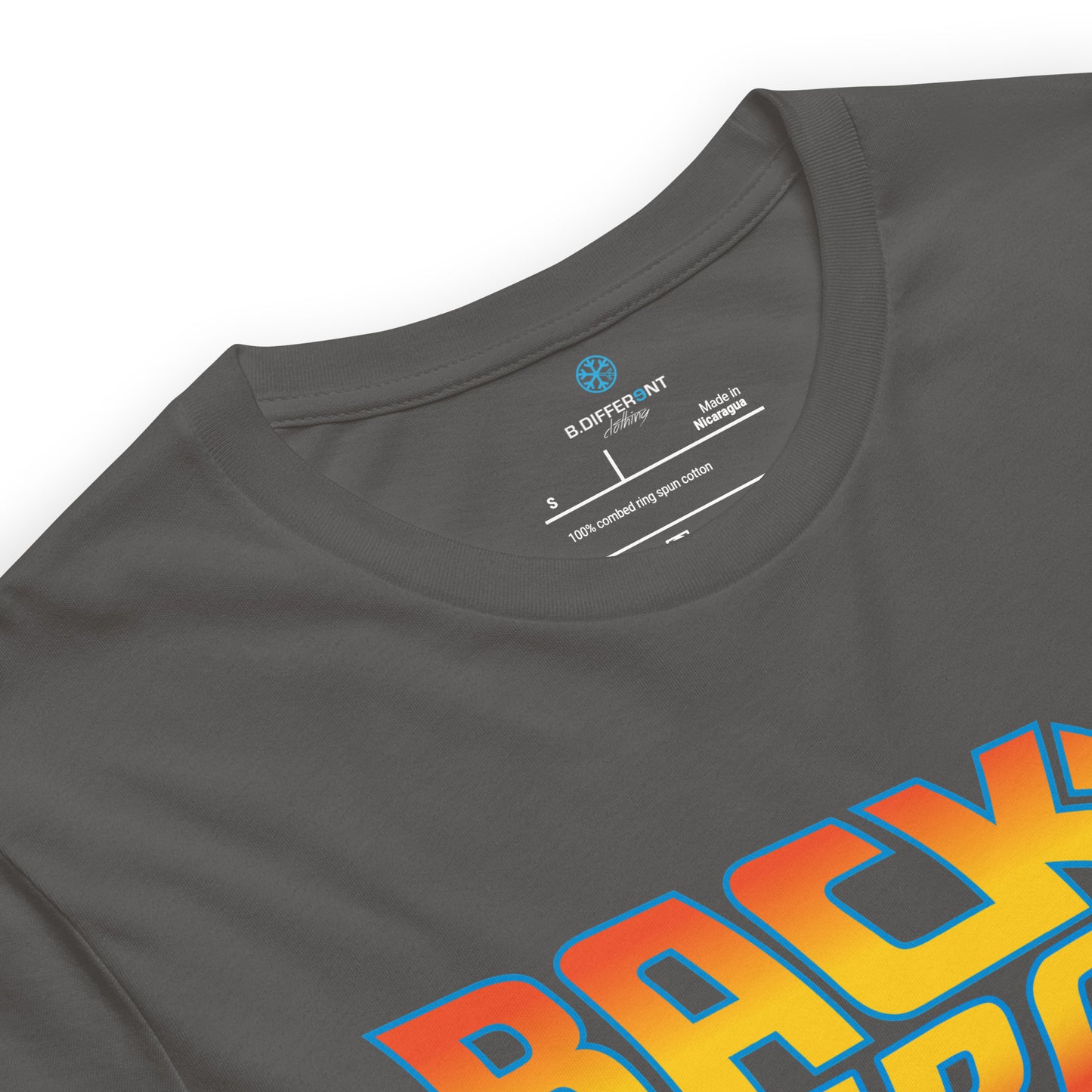 Gray-Back to the Graff Tee from B.Different Clothing, collar, graffiti-inspired streetwear t-shirt