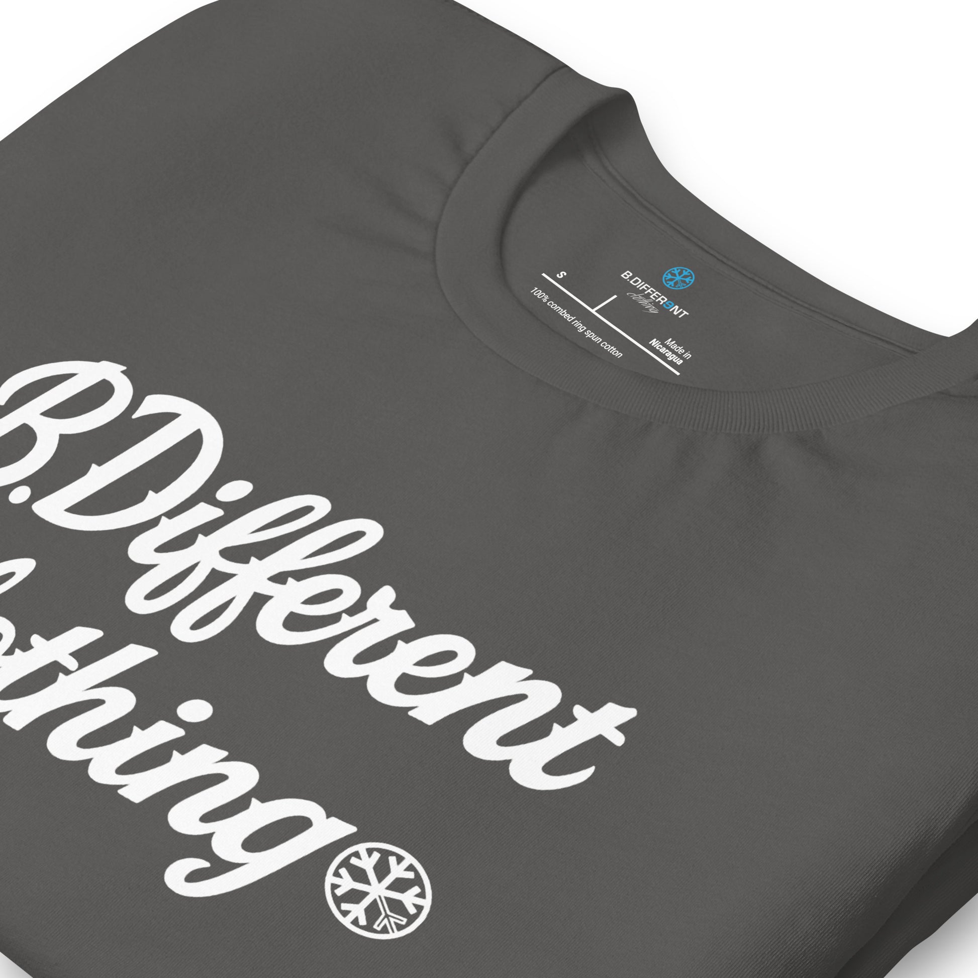 Gray-The League Tee from B.Different Clothing, detail, graffiti-inspired streetwear t-shirt