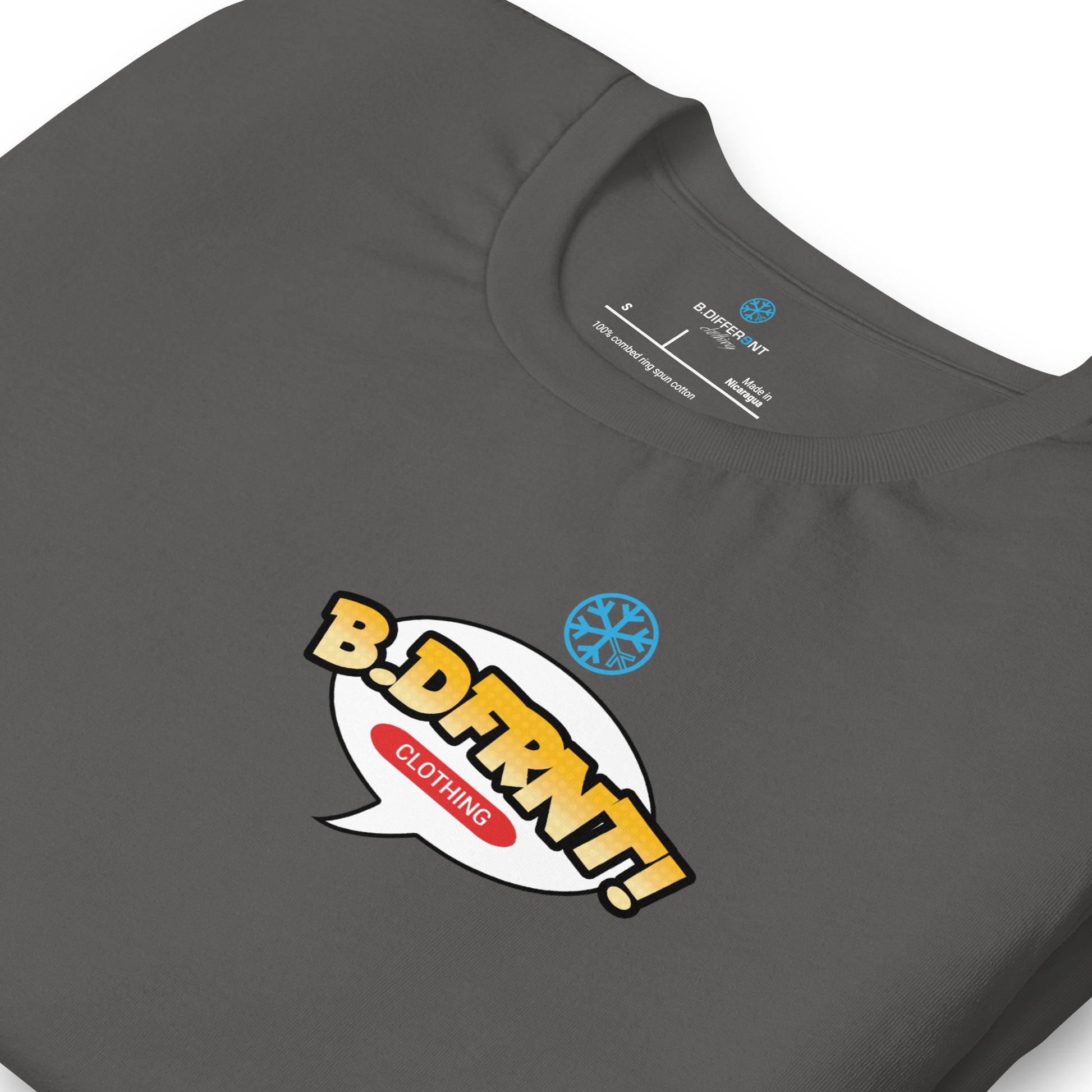 Gray-Graffiti Artist Vinyl Figure Tee from B.Different Clothing, detail, graffiti-inspired streetwear t-shirt